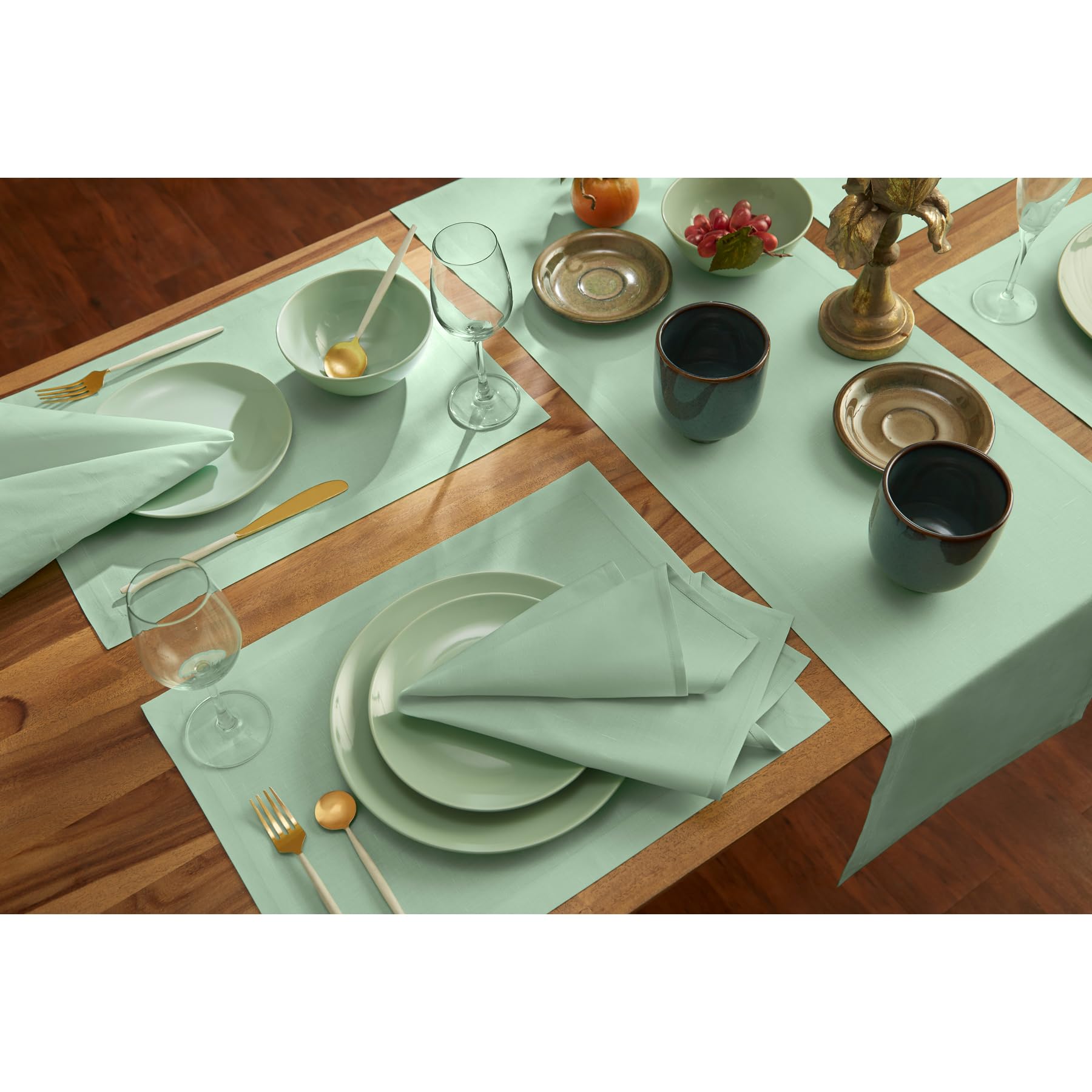 Solino Home Aqua Table Runner 90 Inches Long - Cotton Linen Table Runner 14 X 90 Inch - Machine Washable Dining Table Runner For