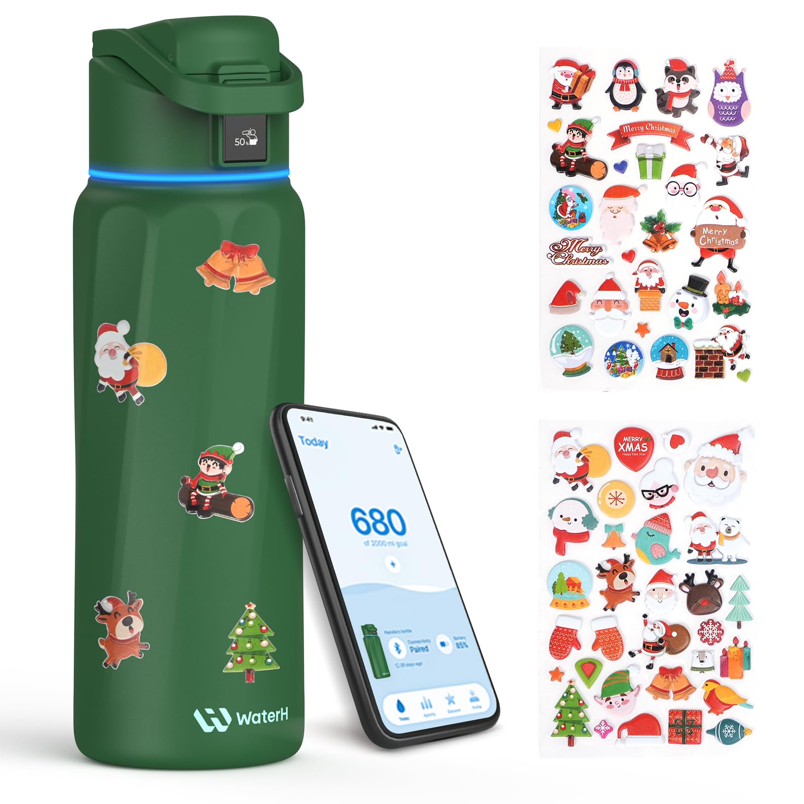 BOOST Smart Water Bottle with Reminder & Tracker, 32oz Vacuum Insulated Bottles Stainless Steel, BPA-Free, Wide Mouth, Ideal Gif