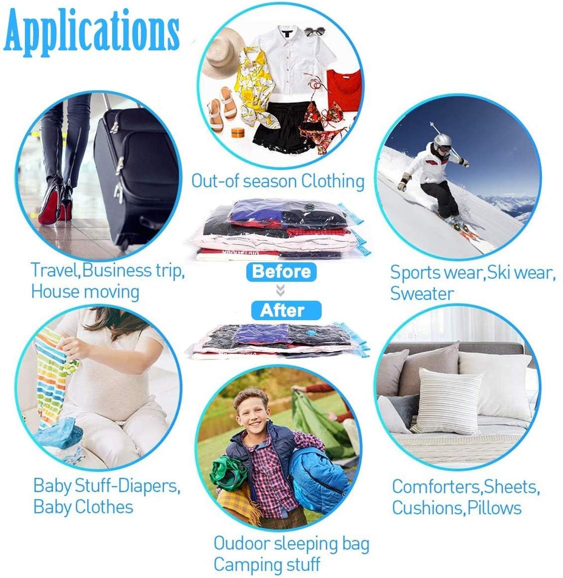 5 Pack Extra Jumbo Vacuum Storage Bags (51''X47''In)