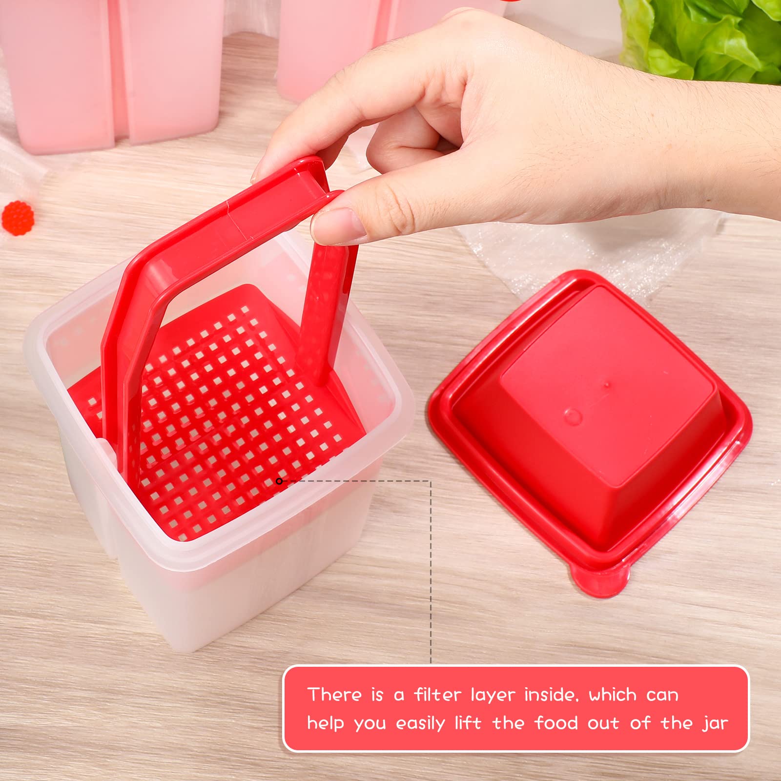 Chengu Jalapeno Container Pickle Containers With Strainers Pickle Jar Containers Square Jalapeno Dispenser Large Pickle Keeper P