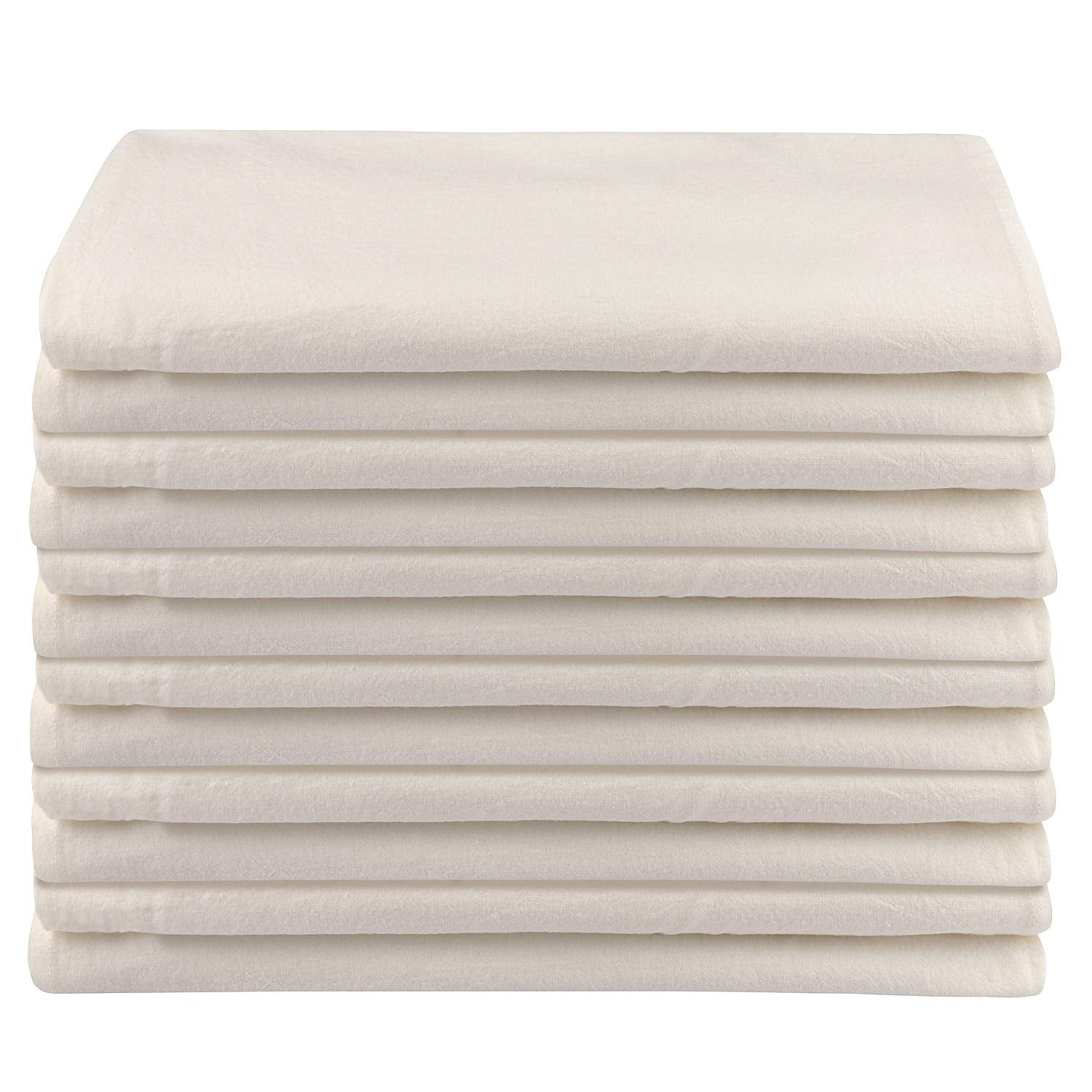 Dg Collections Flour Sack Dish Towels For Kitchen, Set Of 12 (27 X 27 Inches), Multi-Use White Kitchen Towels, 100% Cotton, High