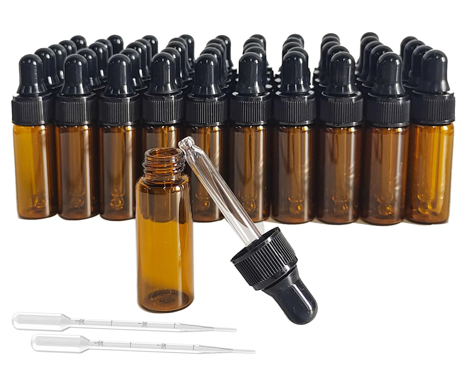 Ageniz 50 Pcs 5Ml Amber Mini Dropper Bottles Essential Oils Sample Dropper Bottles For Traveling Essential Oils Perfume Cosmetic