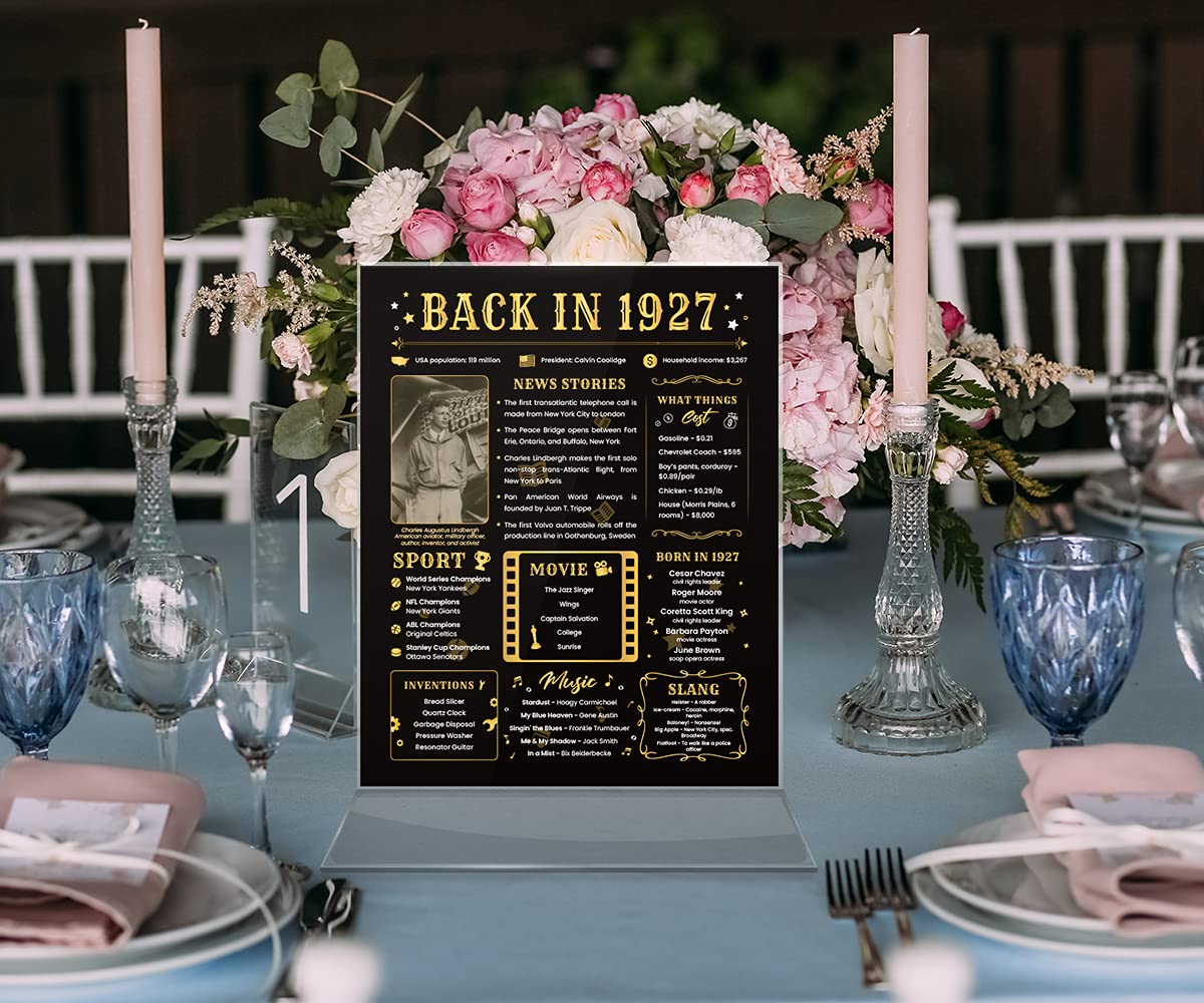 Back In 1927 Birthday Card - 97Th Birthday Gift For Women Or Men - 97Th Birthday Decoration For Grandmother Or Grandpa - Table C