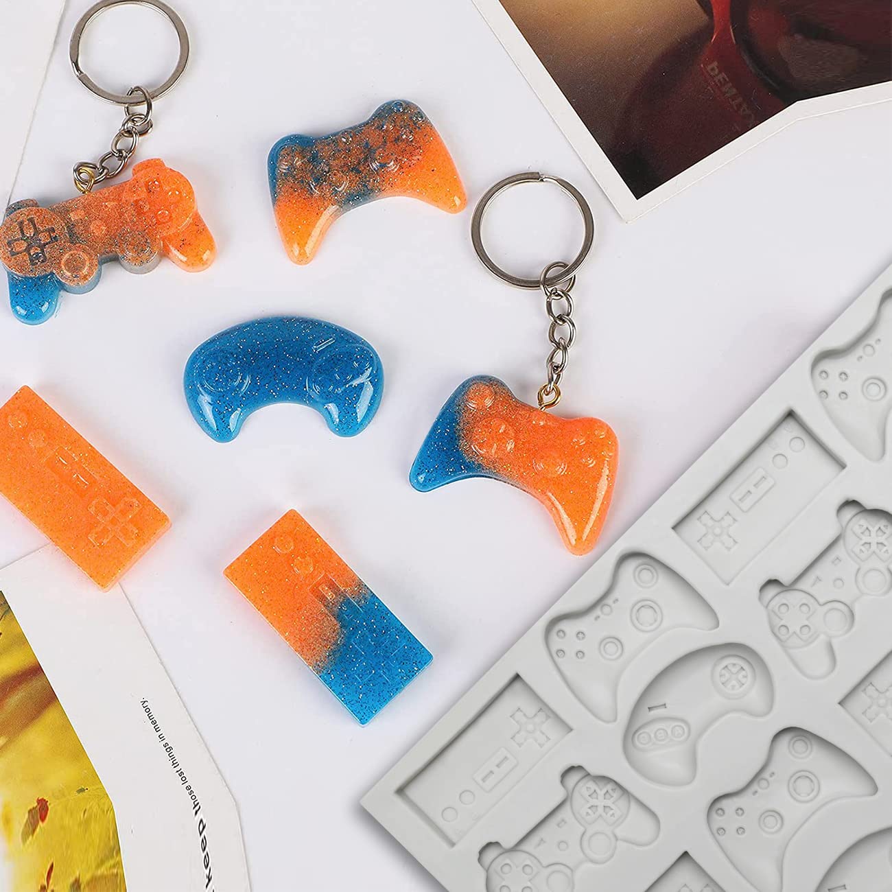 Sakolla Game Controller Silicone Molds, 16 Cavity Video Game Controller Molds For Chocolate, Candy, Cake Decoration, Cake Pops,