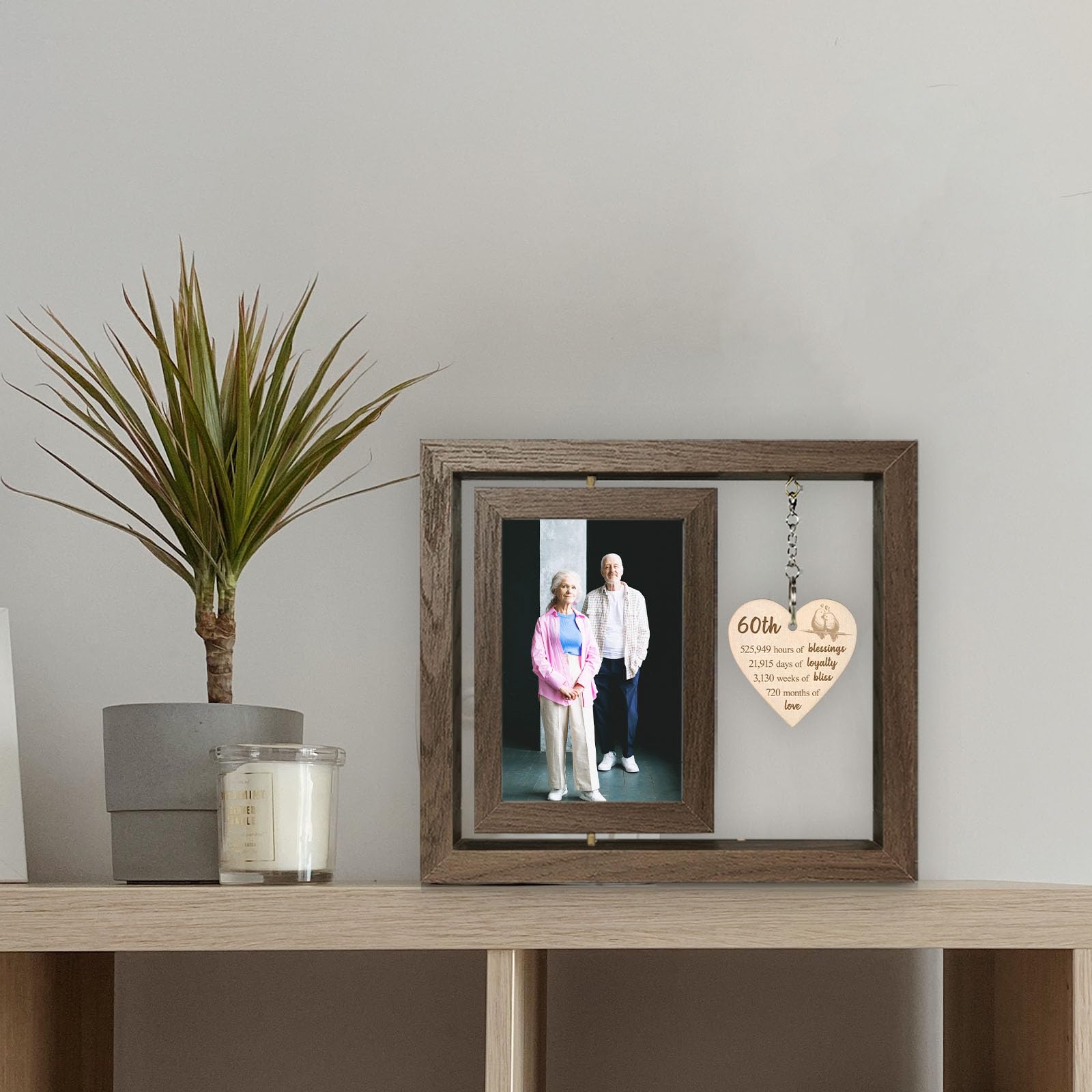 EYITUPC 60TH Wedding Anniversary Picture Frame Gifts Ideas 60 Year Anniversary Frame for Parents Couple (Display Two 4x6)