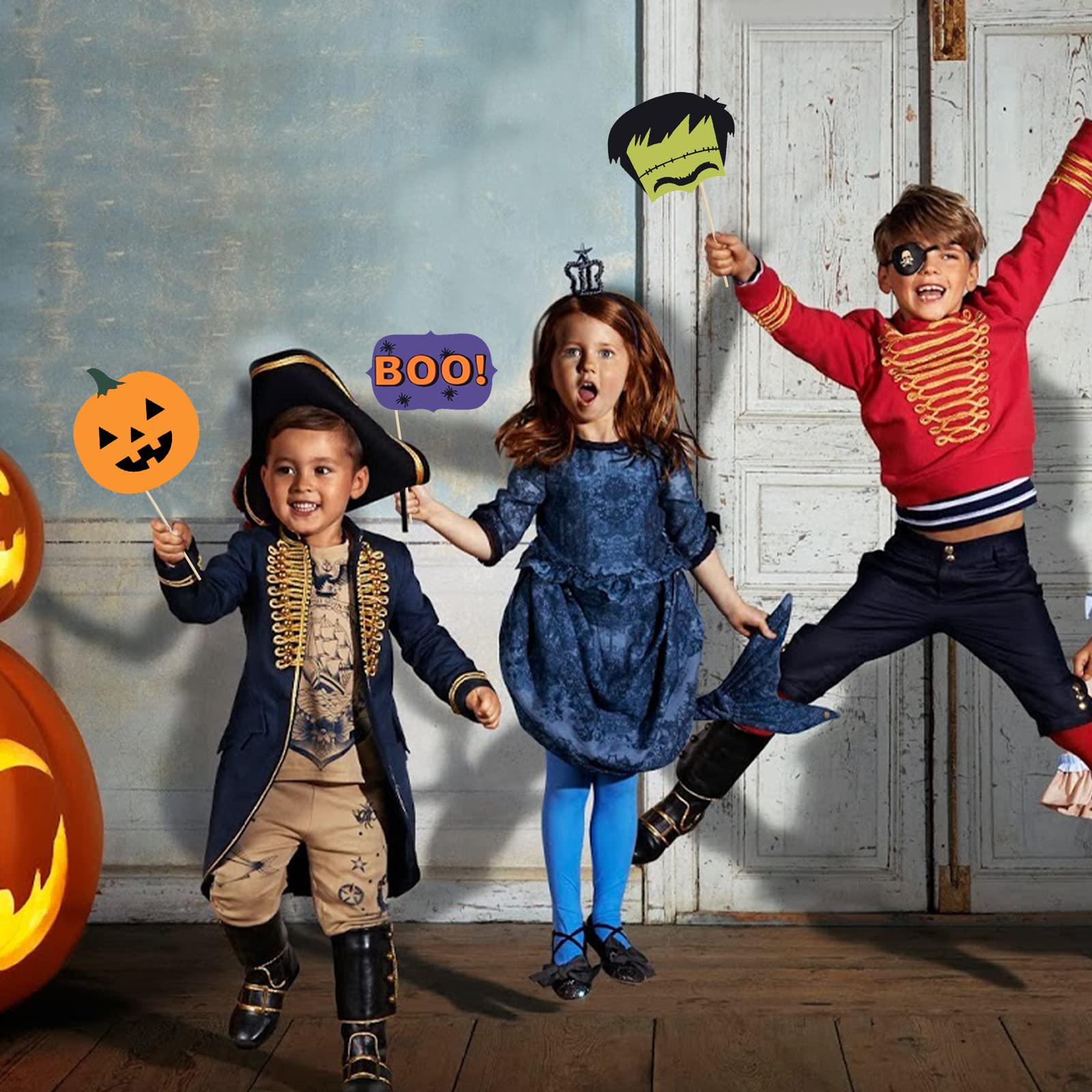 Lucleag Halloween Photo Booth Props Set, 22Pcs Halloween Photo Props & Halloween Selfie Frame For Halloween Party Decoration Hal
