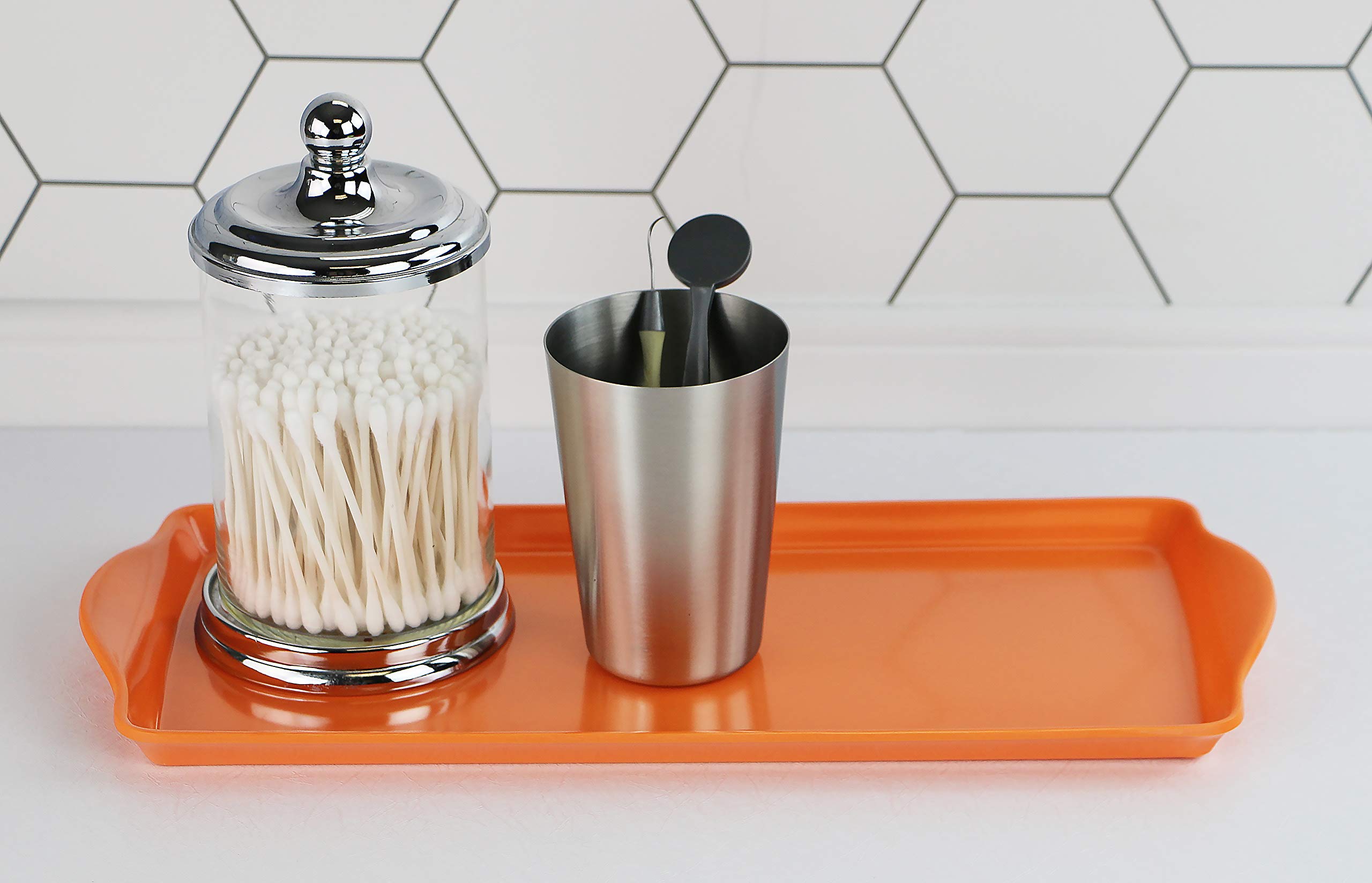 Calypso Basics Melamine Plastic Tidbit Bpa-Free, Food Safe, Multipurpose Platter Serving Tray, Bathroom/Table Organizer, Orange
