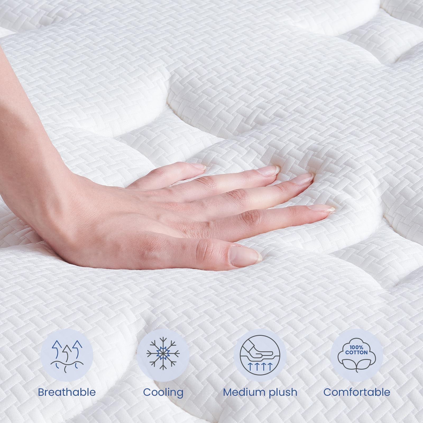 Dourxi Queen Mattress, 12 Inch Hybrid Mattress In A Box With Gel Memory Foam, Individually Pocketed Springs For Support And Pres