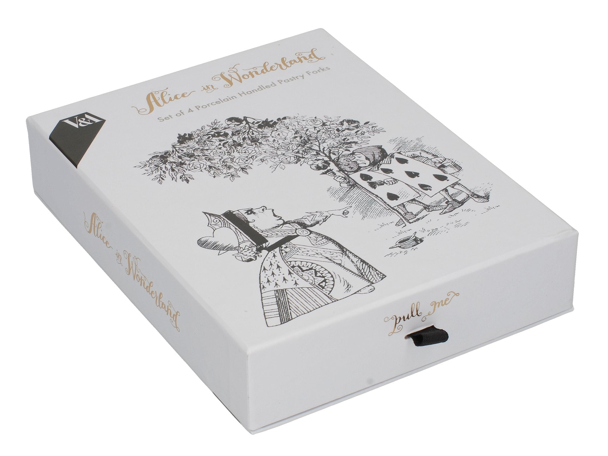 Creative Tops V&A Alice In Wonderland Dessert/Pastry Forks With Decorative Porcelain Handles, 15 X 1.5 X 1.5 Cm, White, 4 Set