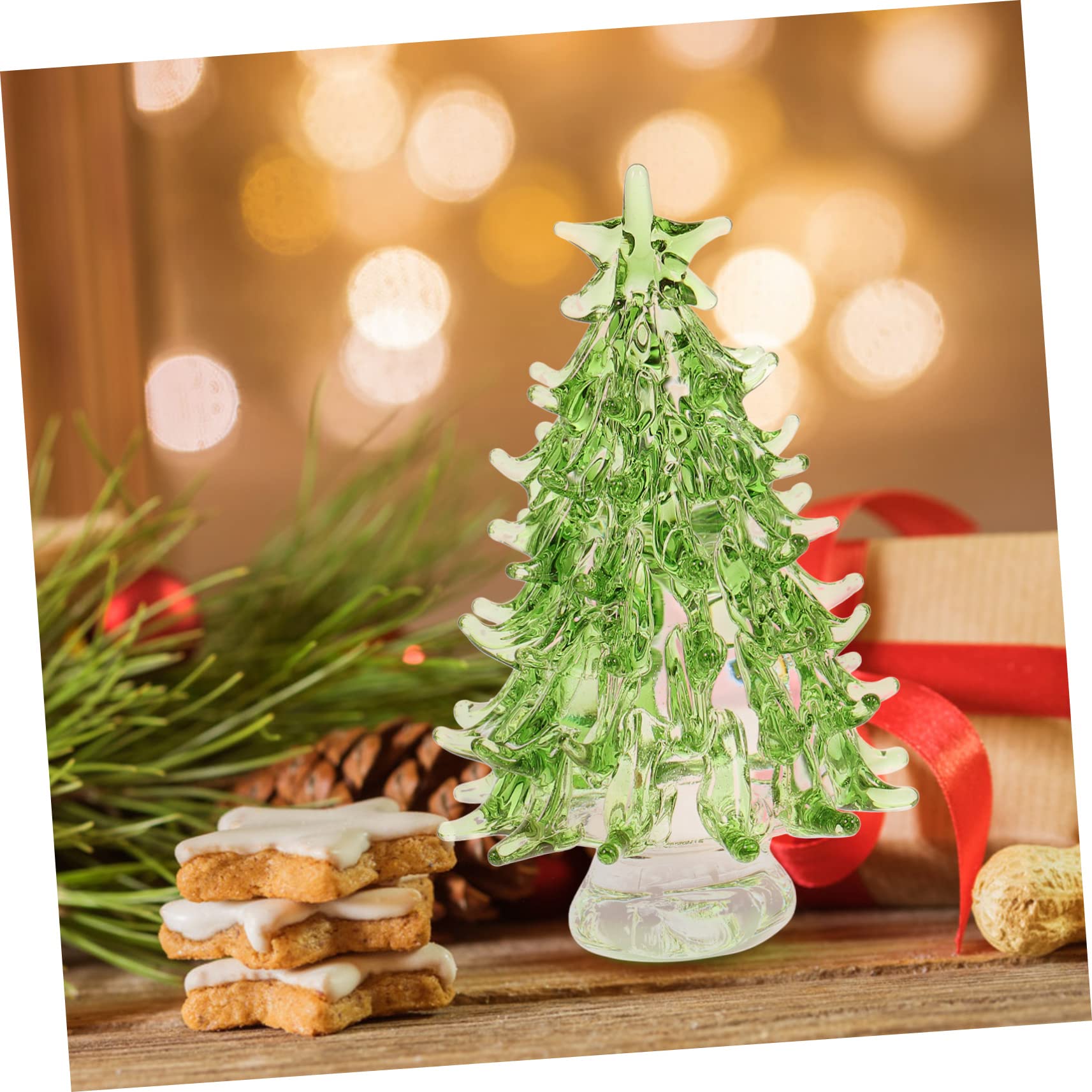 FONDOTIN Mini Christmas Tree Figurine Crystal Desktop Decor for Holiday Cheer Lighted Christmas Tree Design for Festive Decorati