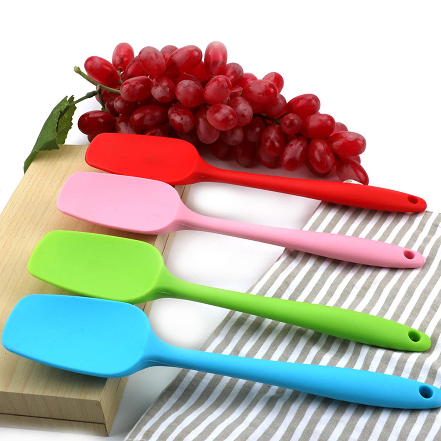 Silicone Spatulas, 10.6 Inch Rubber Spoon Spatula Heat Resistant One Piece Design Seamless Non-Stick Spoonulas Flexible Scrapers