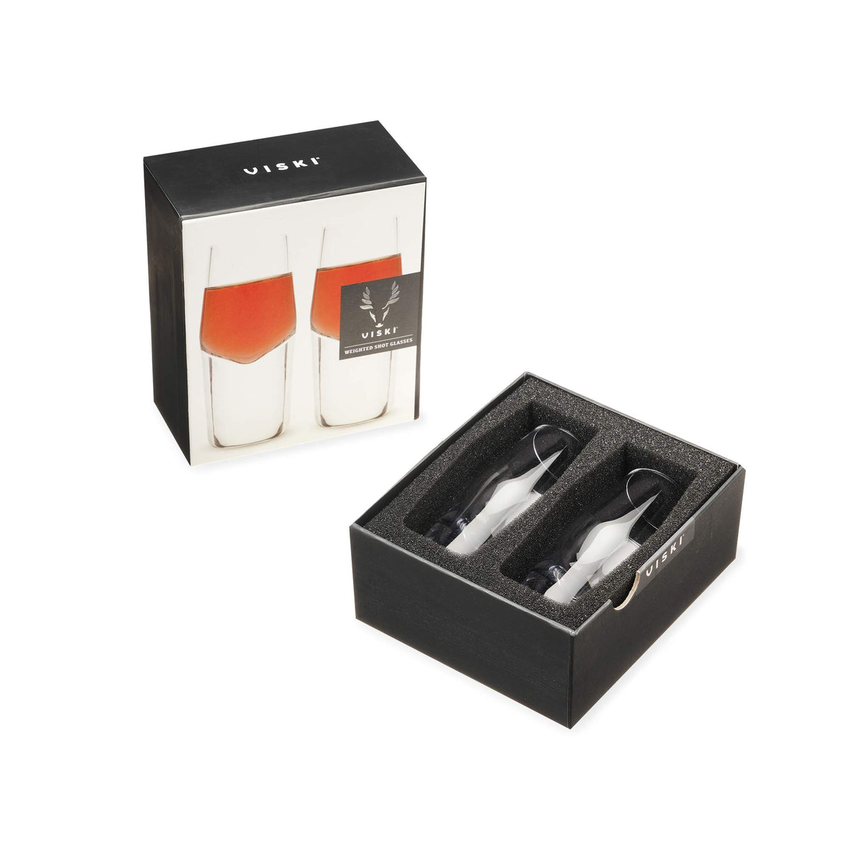 Viski Crystal Heavyweight Shot Glasses Set Of 2 - Premium Crystal Clear Glass, Stylish Shot Glasses, Shot Glass Gift Set, 2 Oz