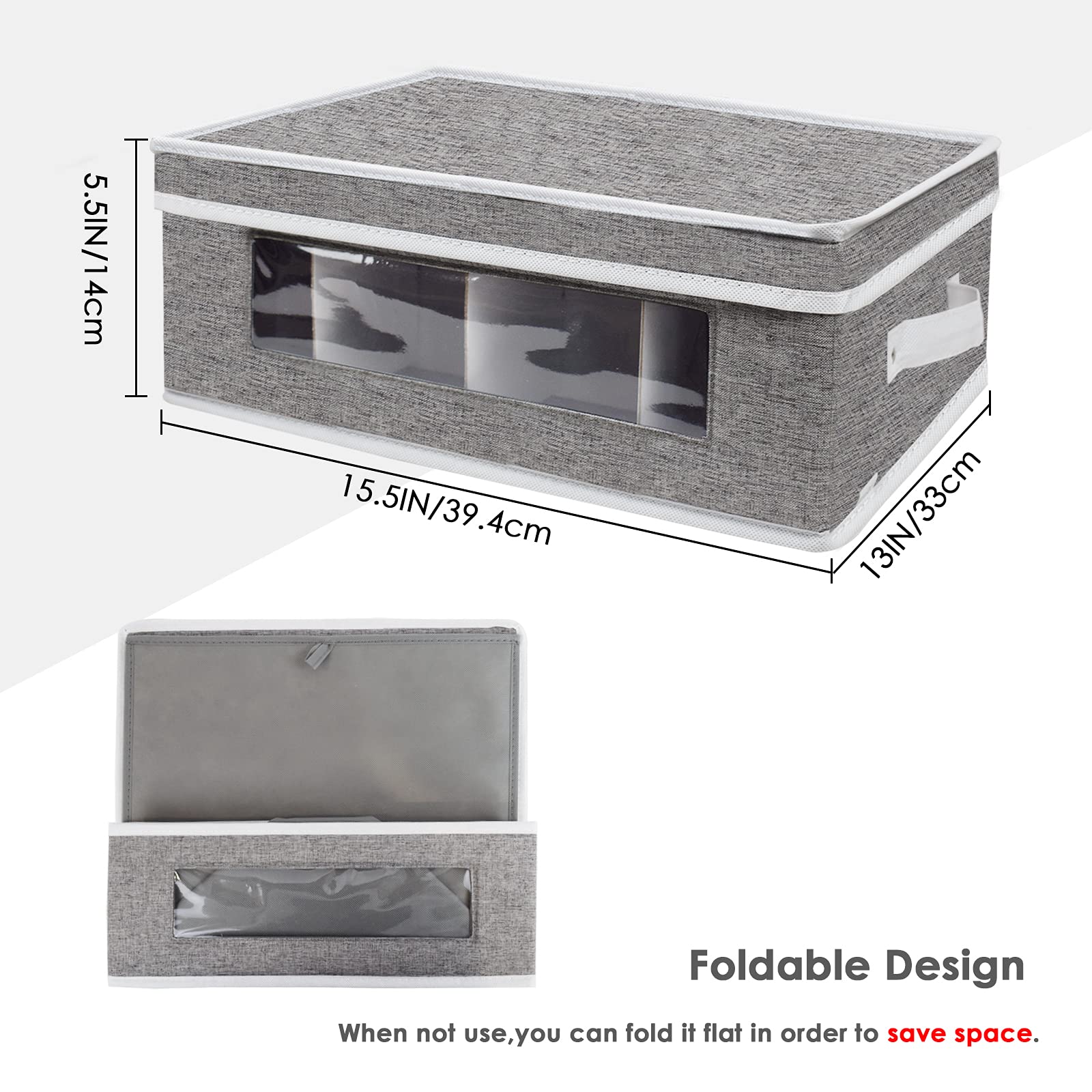 homyfort Mug Storage Box  China Storage Containers Organizer Hard Shell with Dividers for 12 Coffee Mugs  Tea Cup  Moving & Packing (Grey)