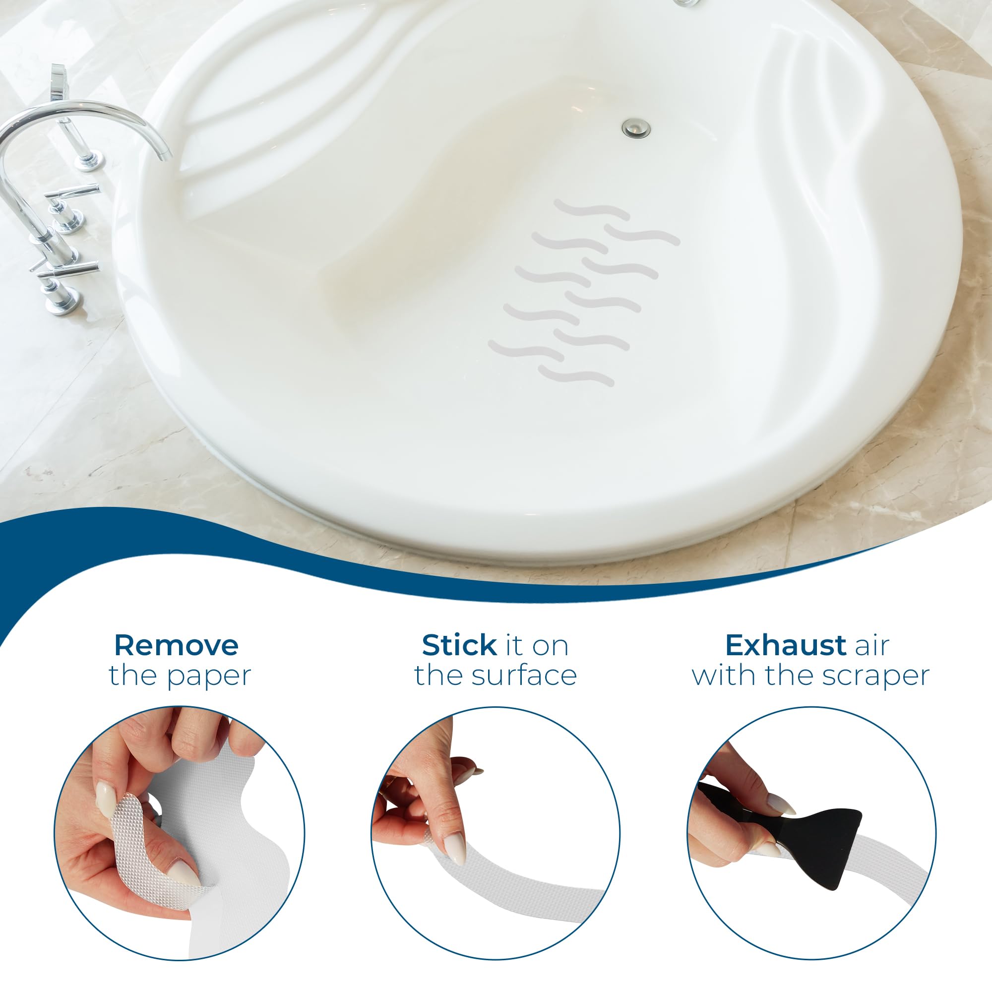 Homergy Anti Slip Shower Stickers 24 Pcs, Invisible Non-Slip Shower Strips For Adults, Premium Adhesive Bath Tub Stickers (Clear