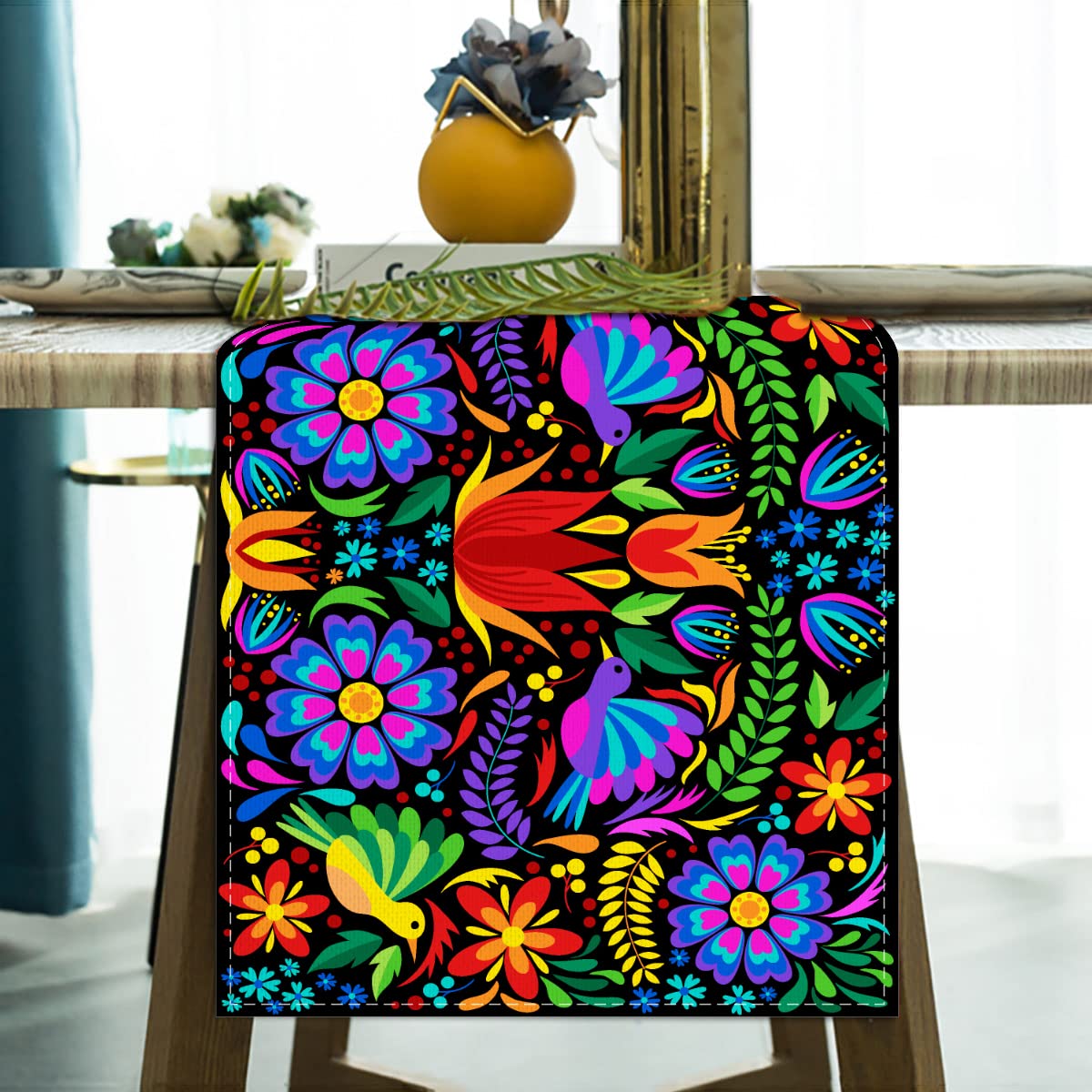 Linen Mexican Fiesta Table Runner 72 Inches Long Mexican Fiesta Themed Party Cinco De Mayo Home Kitchen Dining Room Table Decora