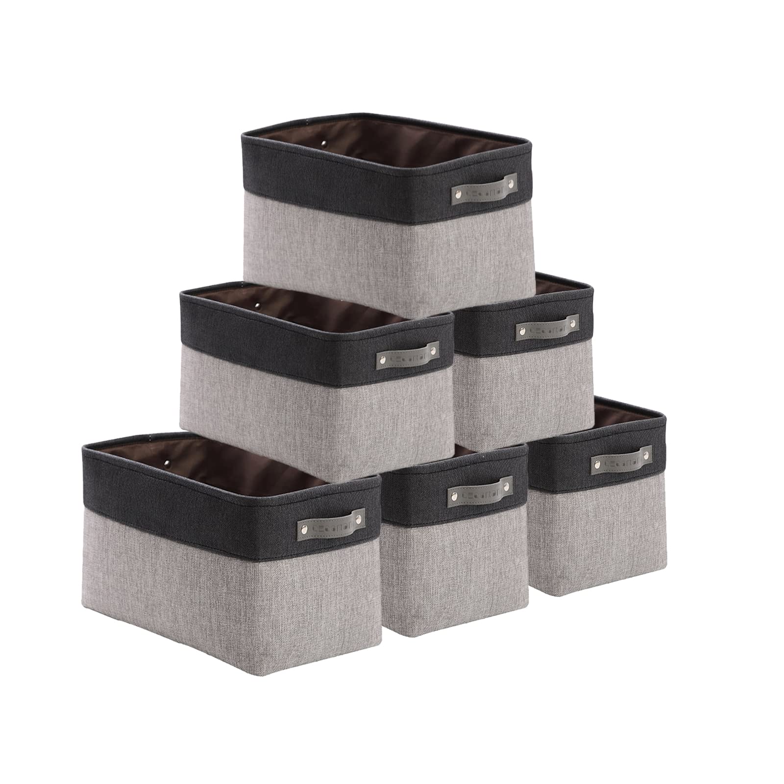 DECOMOMO Small Storage Basket, Closet Storage Bins, Baskets for Organizing Shelves (Grey & Black, Small - 6 Pack)