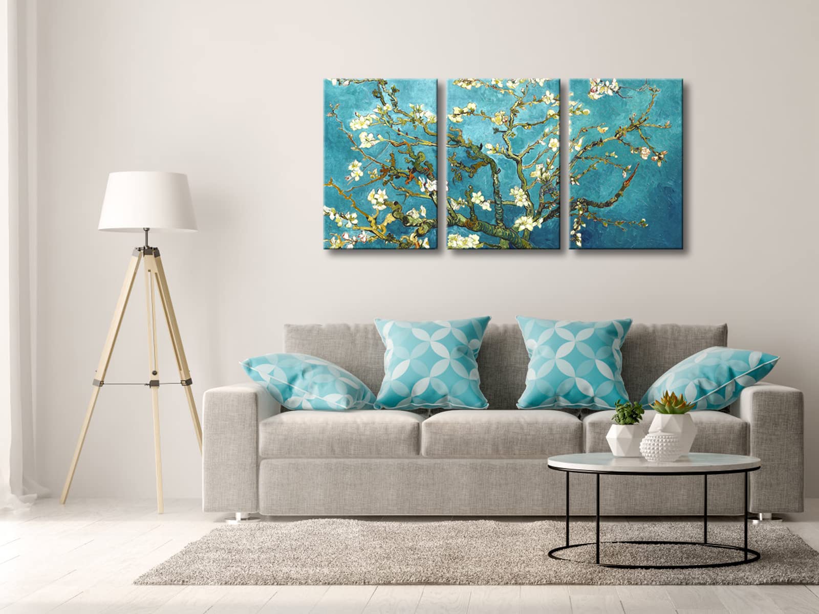 Wieco Art Giclee Canvas Prints Wall Art For Wall Decor By Van Gogh Paintings Almond Blossom Modern 3 Piece Stretched And Framed