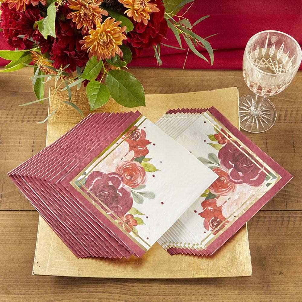 Kate Aspen Decorative 2 Ply Paper Napkins - Set Of 60 - 6.5 Inch Durable Disposable Serveware For Birthday, Wedding, Bridal Show