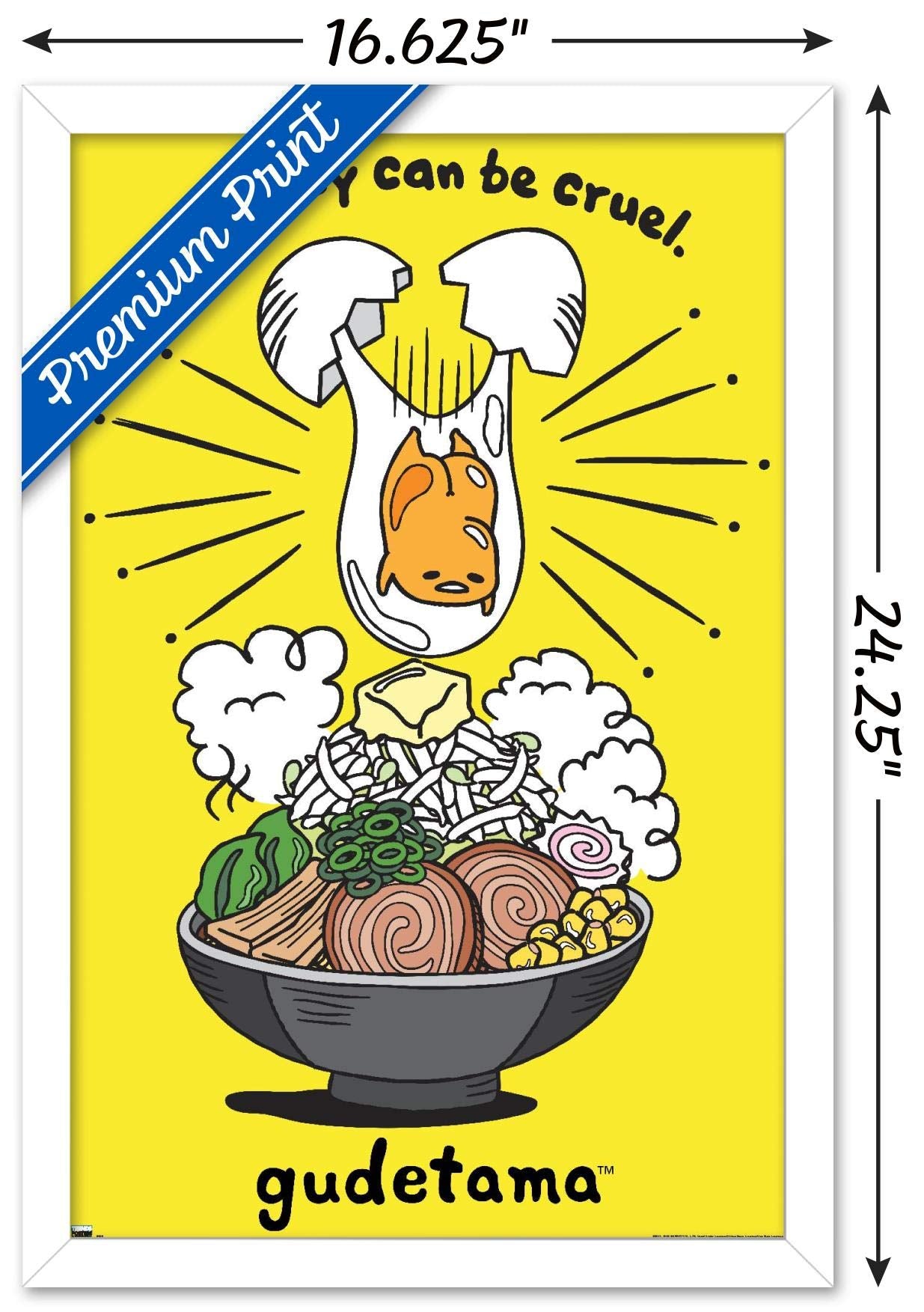 Trends International Gudetama - Gravity Wall Poster, 14.725'' X 22.375'', White Framed Version