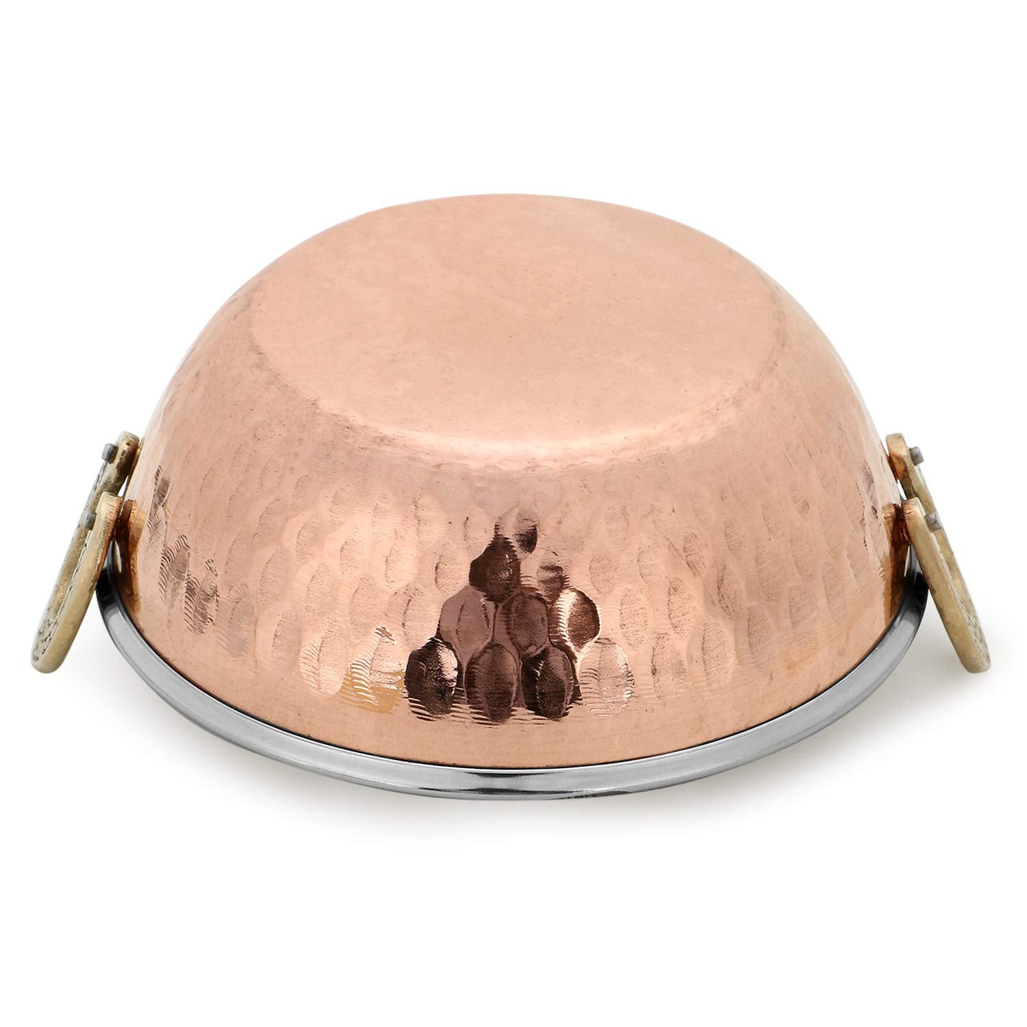 Zap Impex Indian Serving Bowl Copper Stainless Steel Hammered Karahi Indian Dishes Serveware For Vegetable And Curries (13 Cm) S
