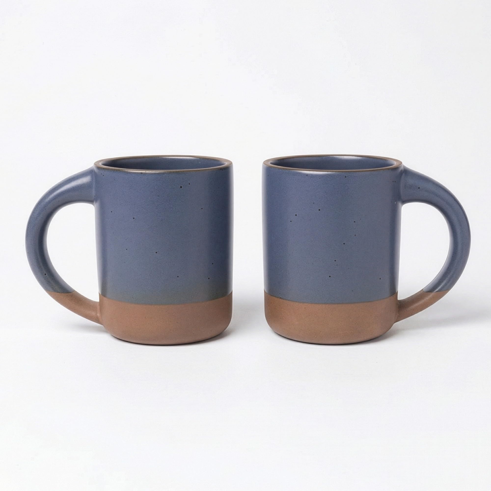 TOMO Mugs Set of 2, 12oz Modern Stoneware Coffee Mugs, Large Handle Ceramic Drinkware  Harbor Blue
