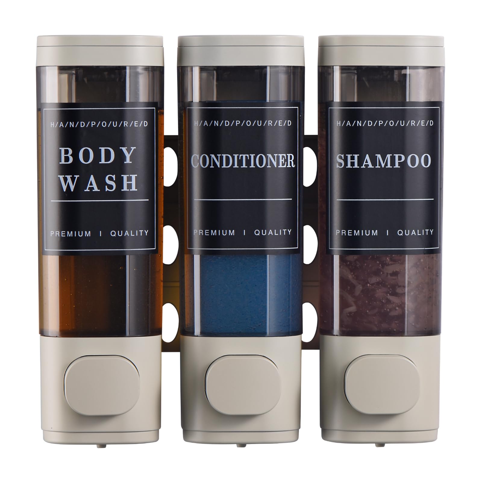 Shampoo And Conditioner Dispenser,Shower Dispenser 3 Chamber No Drilled Shampoo Dispenser For Shower Wall Mounted Body Wash Disp