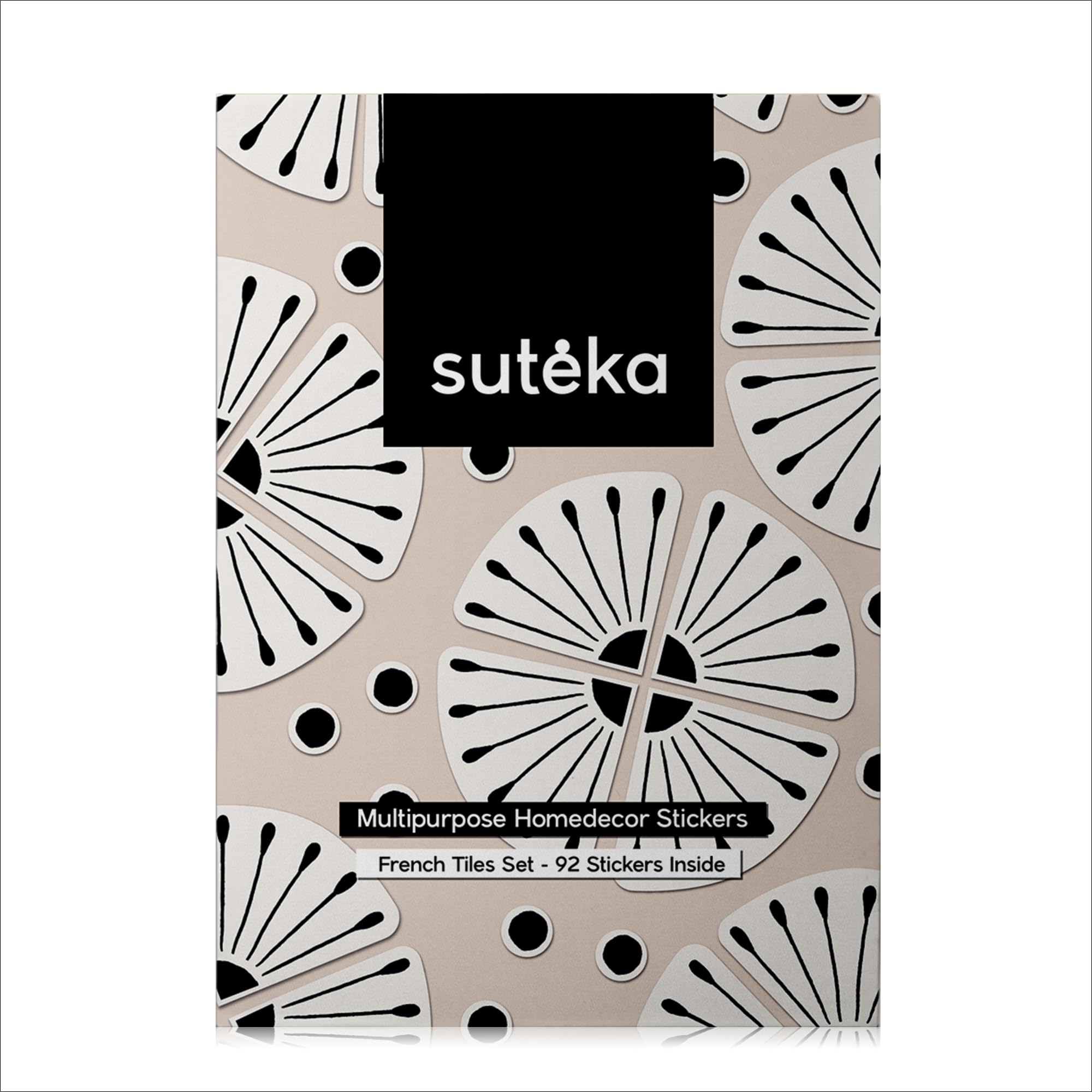 Suteka French Tile Vinyl Decal Set, 72 Piece Home Decor Tattoo with Corner & Dots Designs, Semi Permanent Heat Transfer Vinyl fo