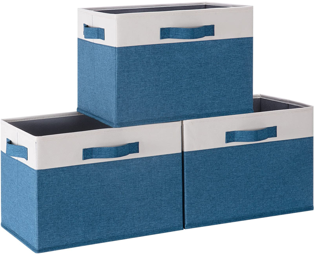 Ghvyennttes Storage Bins [3-Pack] Large Foldable Storage Baskets For Shelves, Sturdy Fabric Cube Storage Boxes With 3 Handles Fo