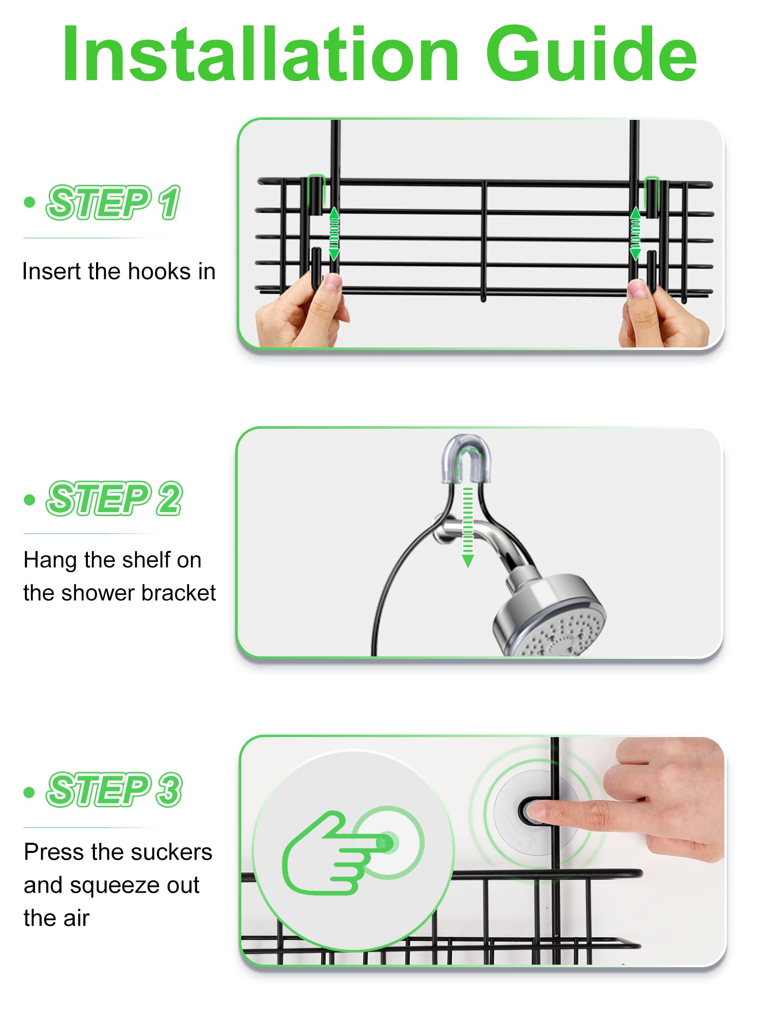 Smartake Hanging Shower Head Caddy, Rustproof Bathroom Shower Shelf Organizer, Sus201 Stainless Steel Over The Shower Storage Ra