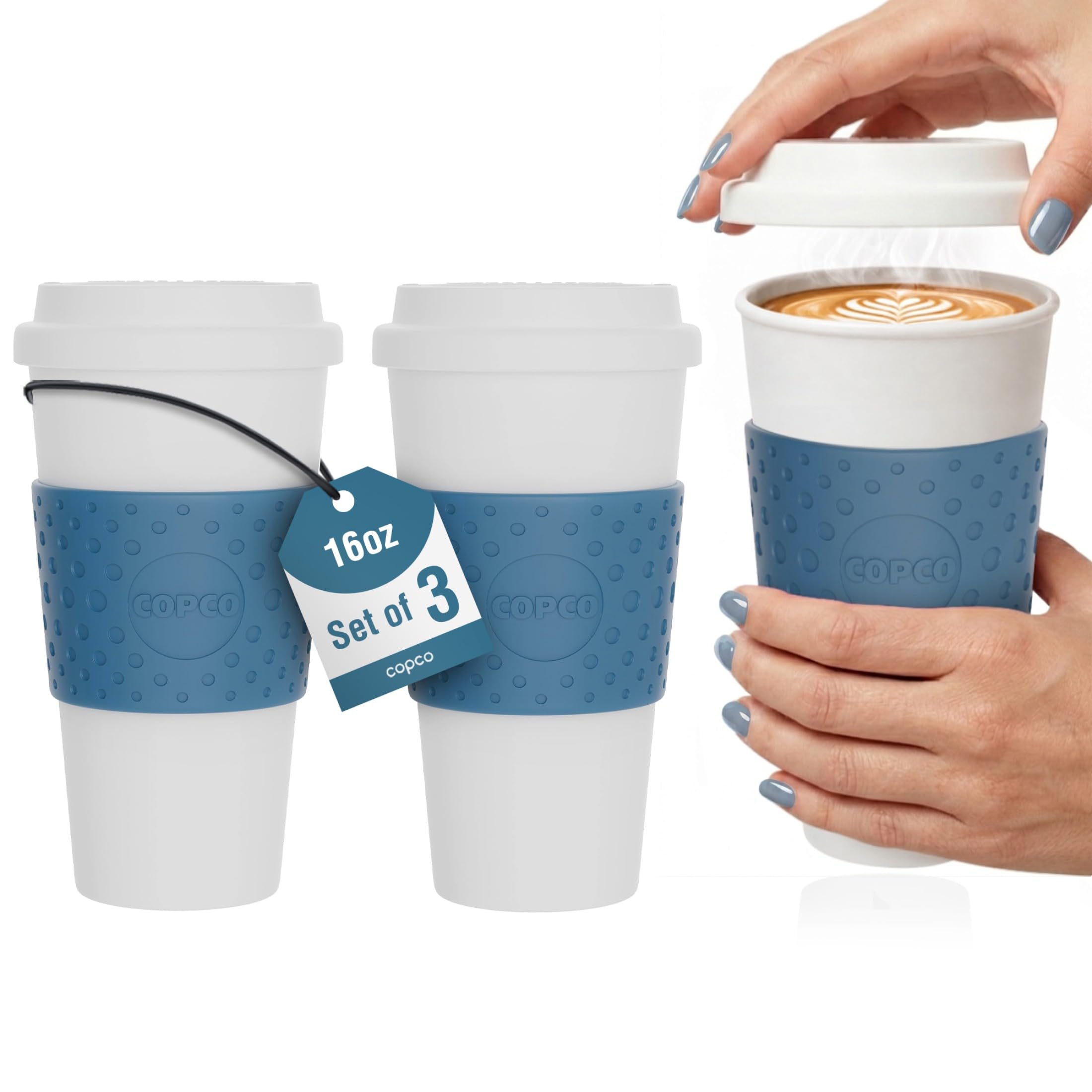 Copco Acadia Travel Mug, 16 Oz  Blue, Set of 3