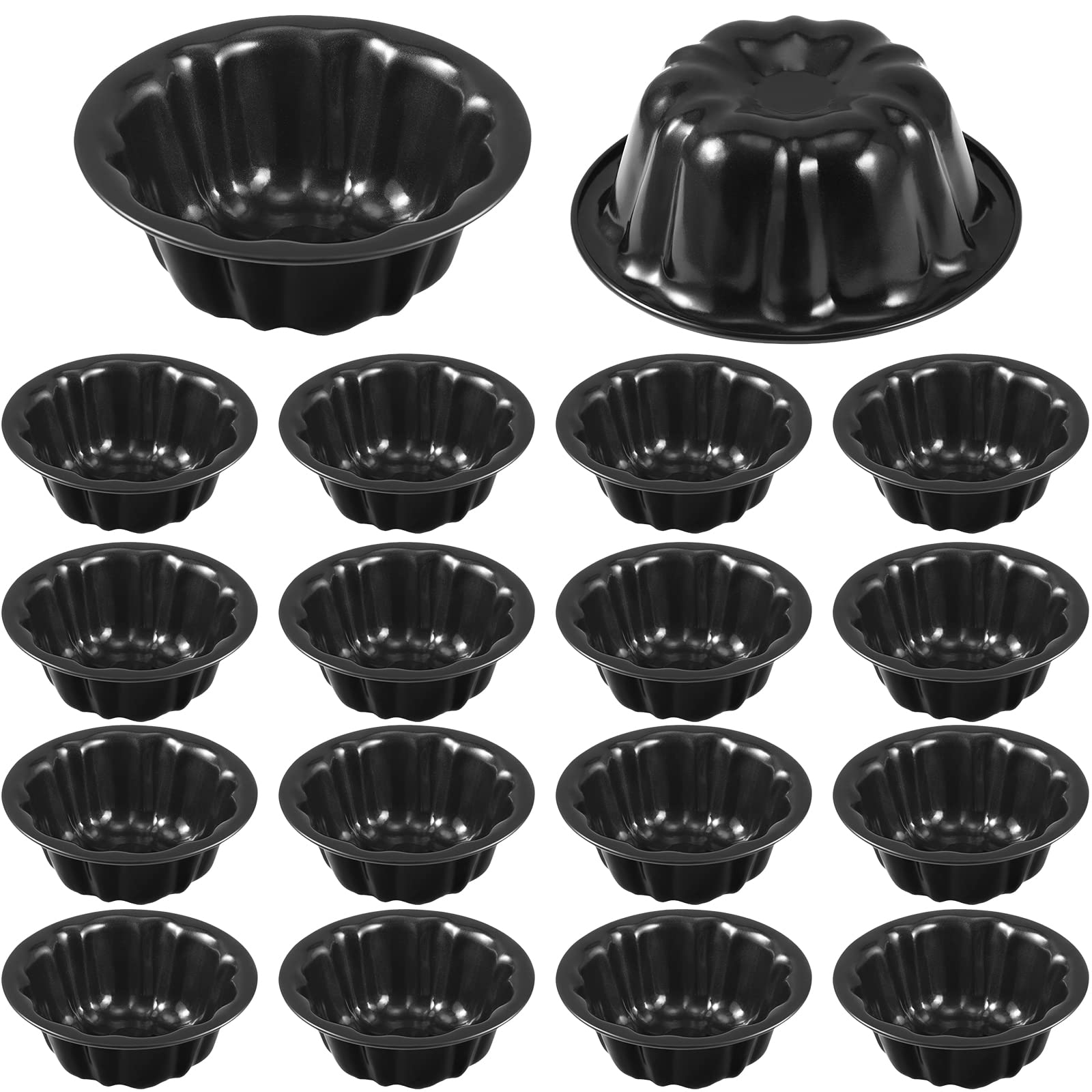 Ctosree 16 Pcs 4 Inches Fluted Mini Cake Pan Nonstick Fluted Cake Pan Carbon Steel Tube Pan Metal Tube Oven Baking Mold With Flo