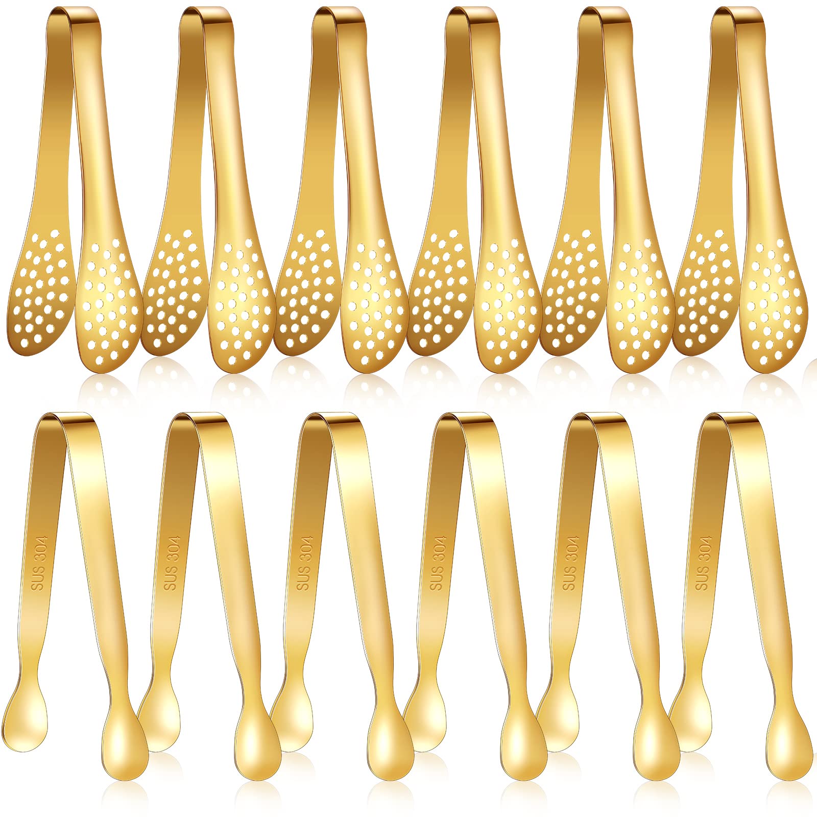 Vesici 12 Pieces Mini Serving Tongs 5 Inch Small Tongs Serving Utensils, Ice Pincers Mini Sugar Pincers, Small Pliers For Appeti