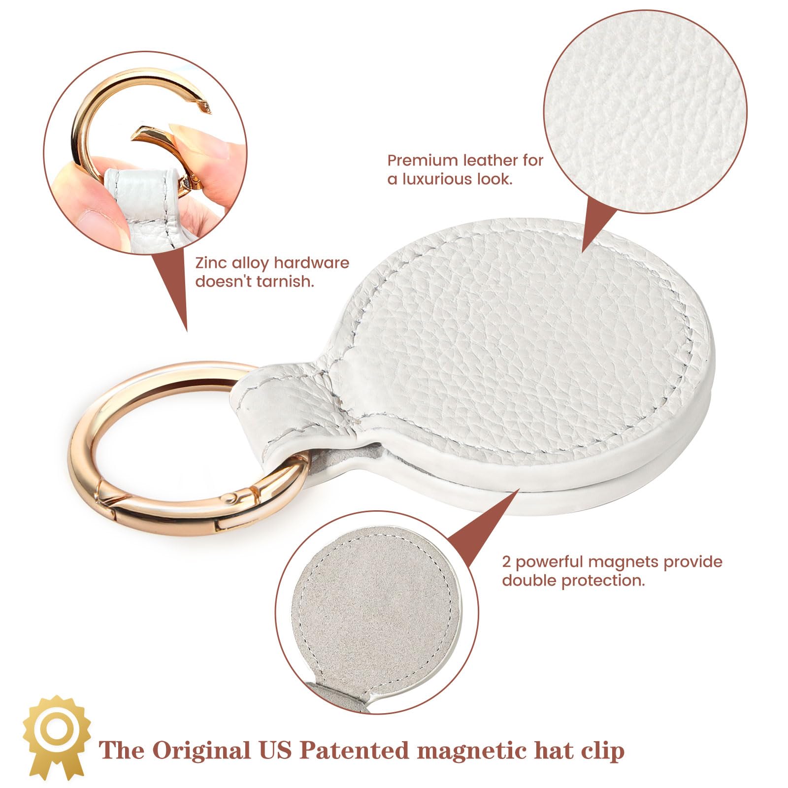 Niveaya Hat Clip For Travel - Magnetic Hat Clip Storage, Travel Hat Hooks, Vacation Beach Cruise Essentials Accessory White
