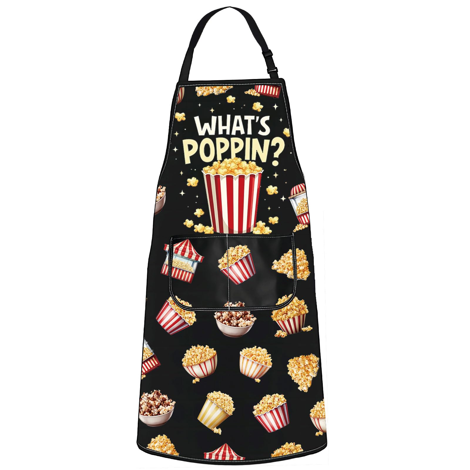 Wzmpa Popcorn Maker Apron Puffed Rice Lover Gift WhatS Poppin Cooking Apron Buttered Popcorn Merchandise (WhatS Poppin Ap)