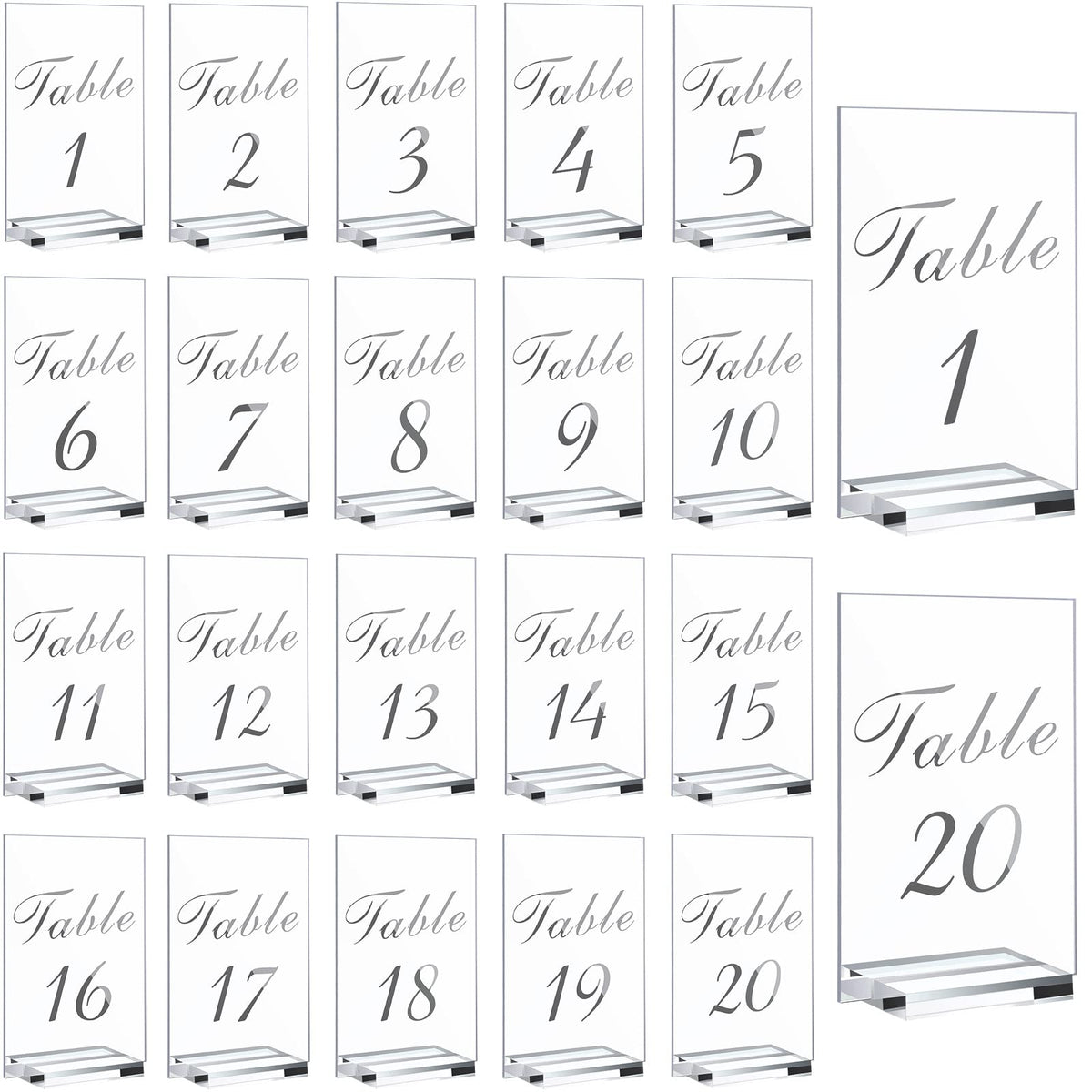 20 Pieces Wedding Table Numbers Acrylic Table Number Holder Wedding Numbers 4 X 6 Inches Clear Acrylic Table Numbers With 20 Pie