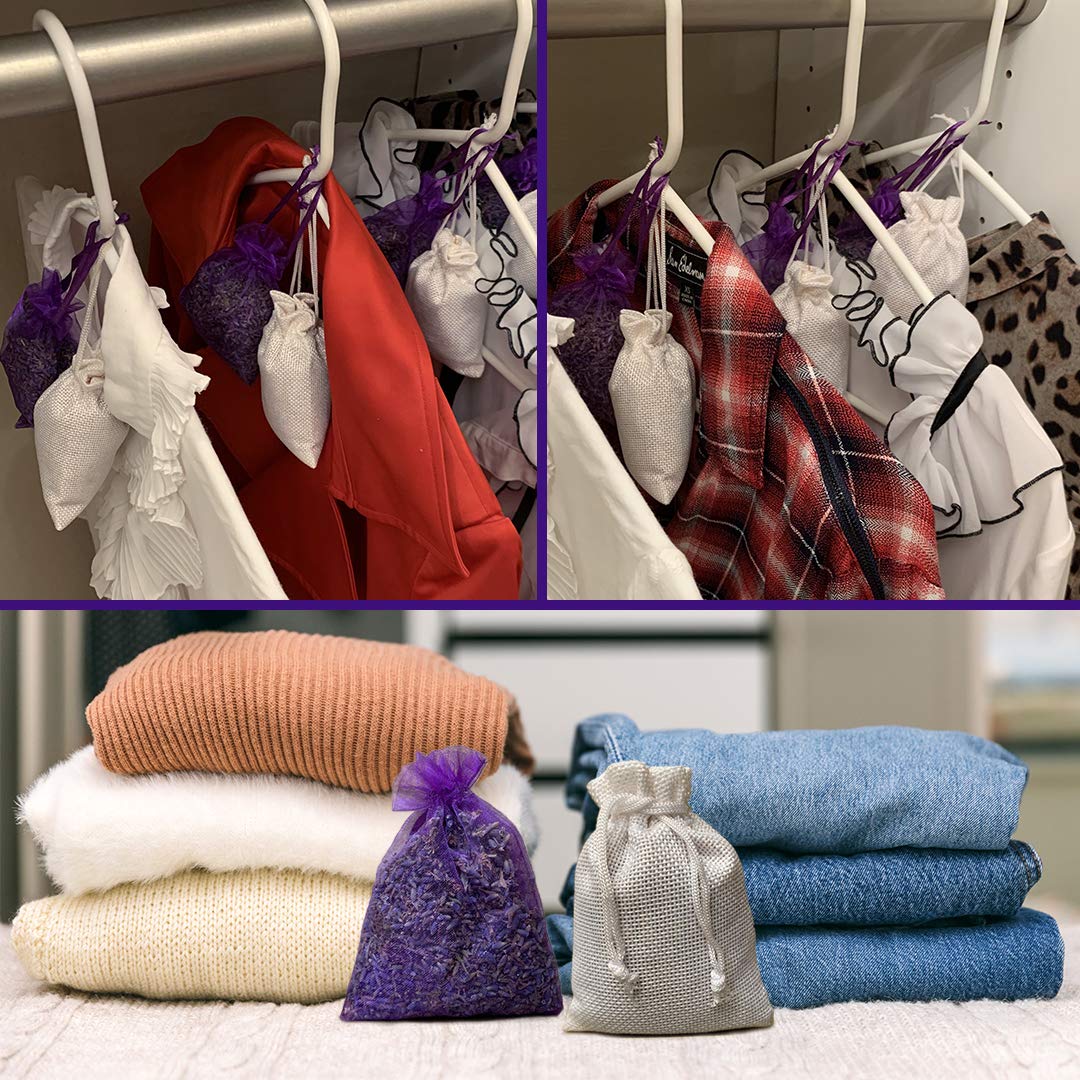 Cedar Chips And Lavender Sachets - Moth Repellent & Home Fragrance Sachets (20 Pack) For Drawers And Closets. Natural Clothes Mo