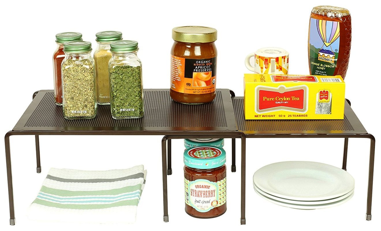 Indian Decor Expandable Stackable Kitchen Cabinet And Counter Shelf Organizer  Multipurpose Black