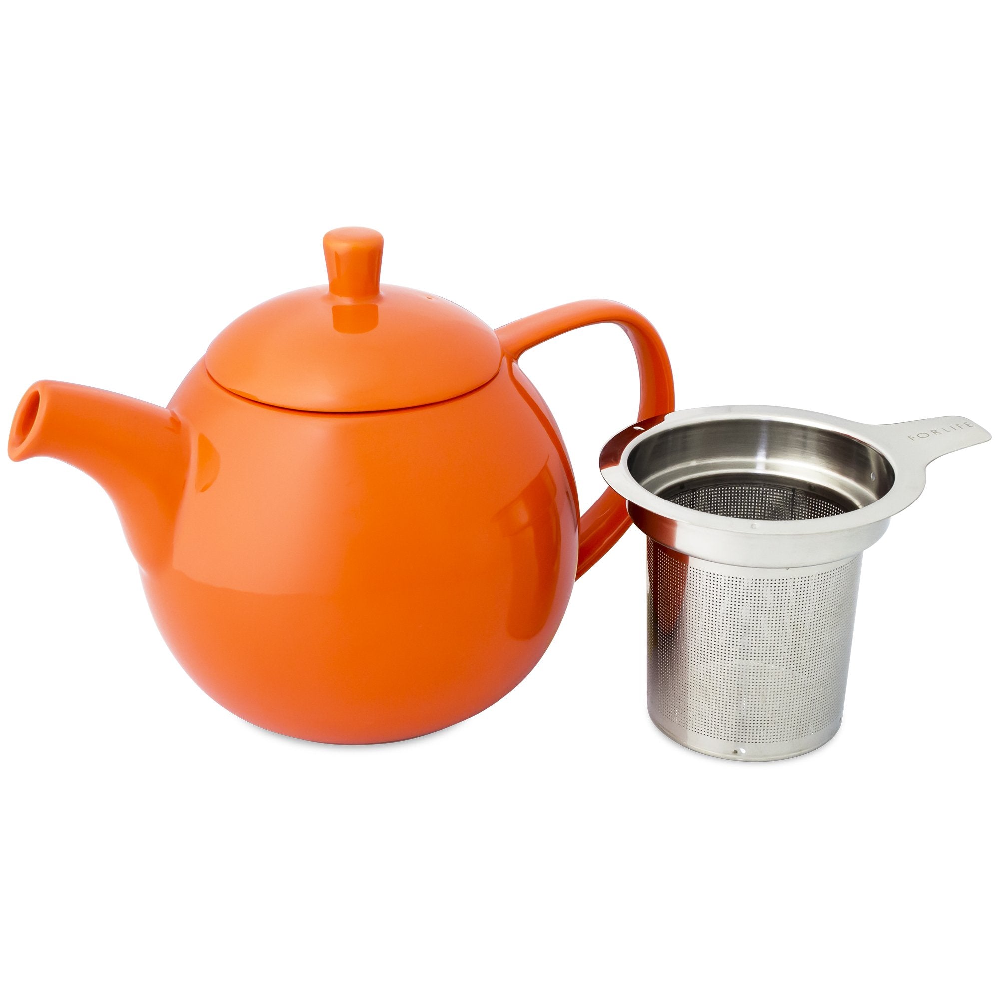 Forlife Curve Teapot With Infuser, 24-Ounce, Carrot