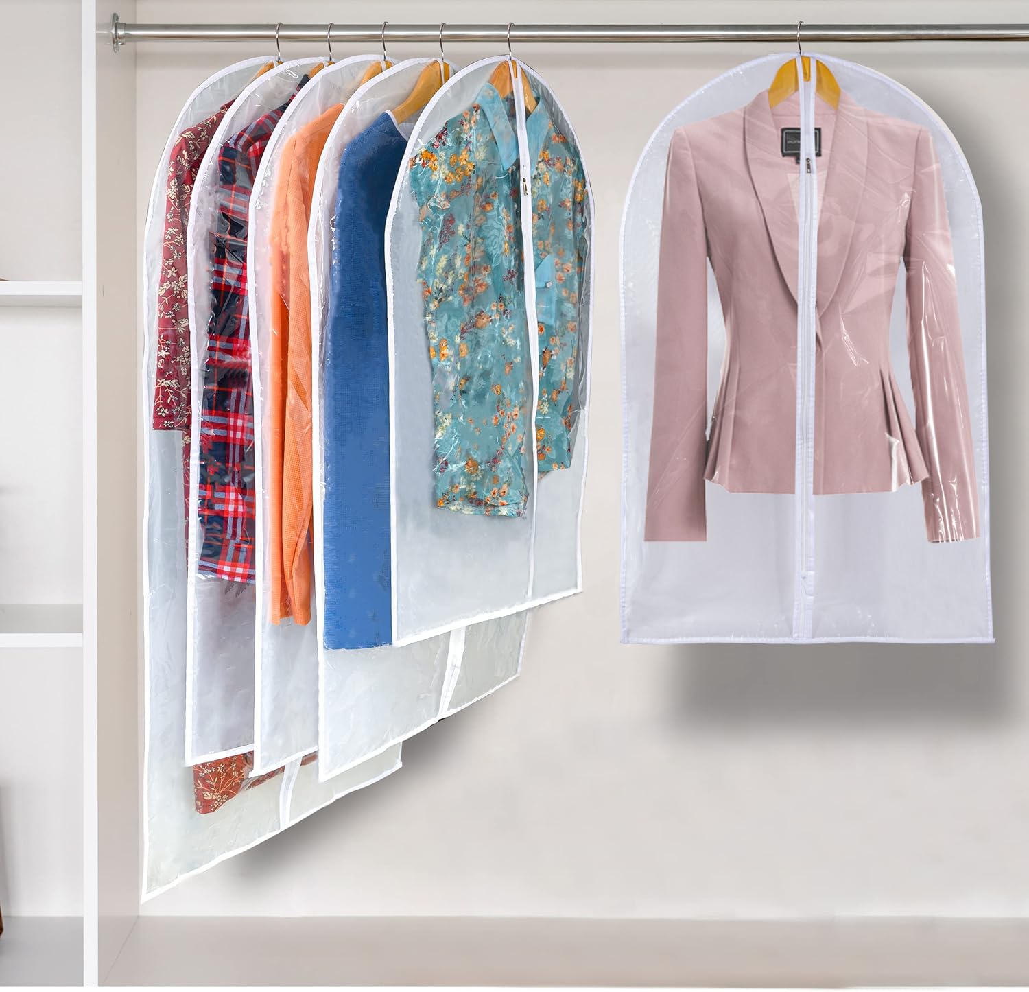 Clear Garment Bags For Hanging Clothes, 36'' Women Suit Bags, Plastic Garment Bags For Closet Storage, Suit Cover Bags With Zipp