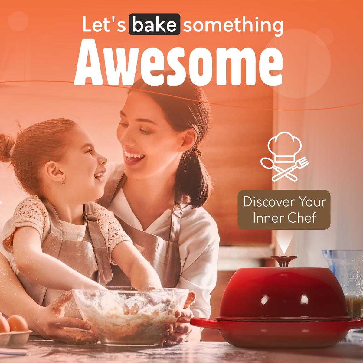 Krustic Enameled Cast Iron Dutch Oven For Sourdough Bread Baking | 6 Quart Pot With Lid | 10 Inch Ceramic Enamel Thick Coated Co