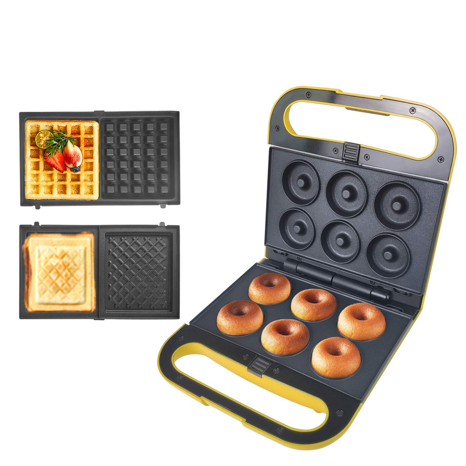 Health and Home Multi Baker, with 3 sets of interchangeable plates for making Belgian Waffle, Gourmet Sandwich, Doughnuts and Mo