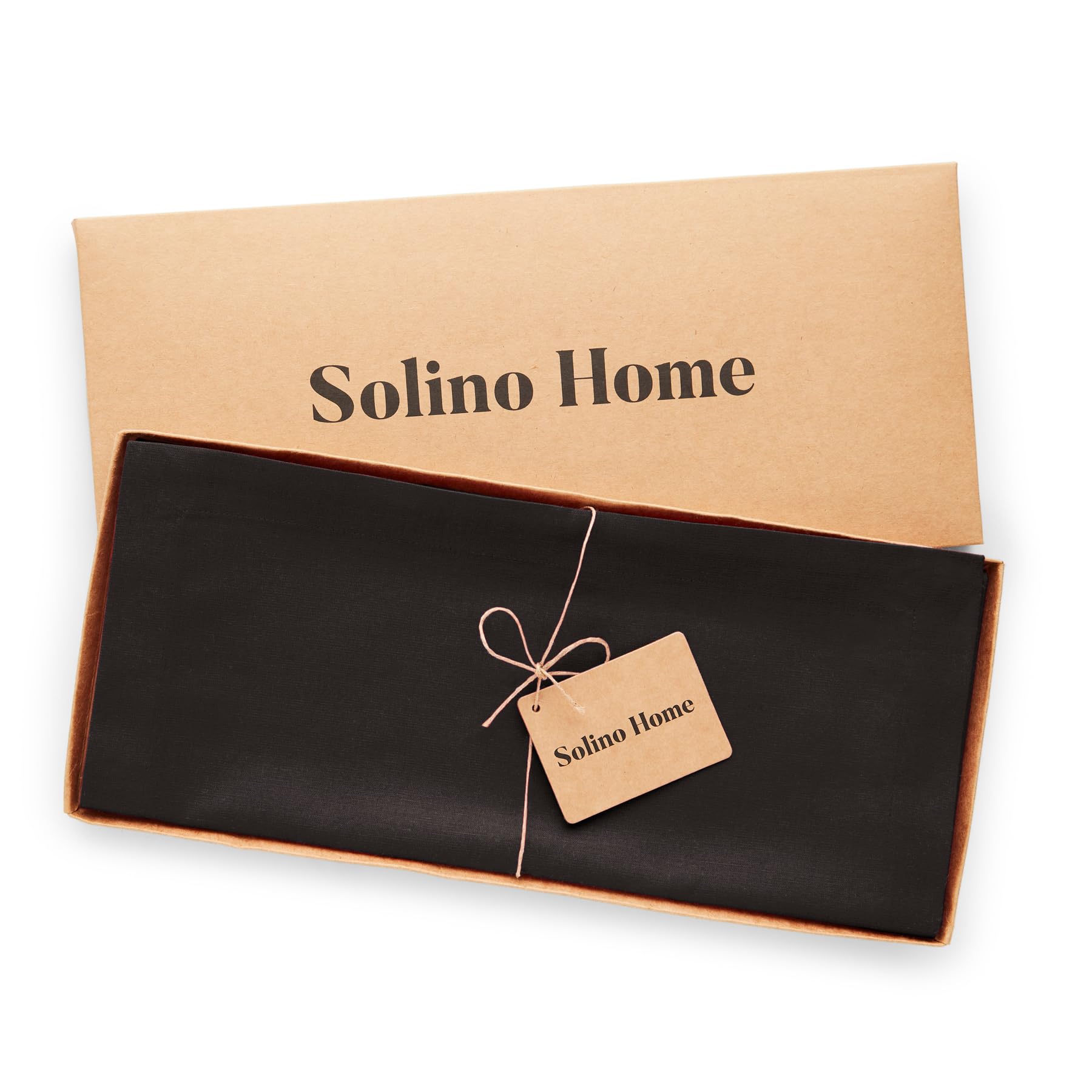 Solino Home Black Table Runner 108 Inches Long - Cotton Linen Table Runner 14 X 108 Inch - Machine Washable Dining Table Runner