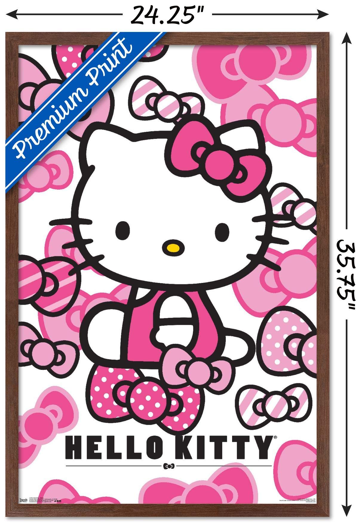 Trends International Hello Kitty - Bows Wall Poster, 22.375'' X 34'', Mahogany Framed Version