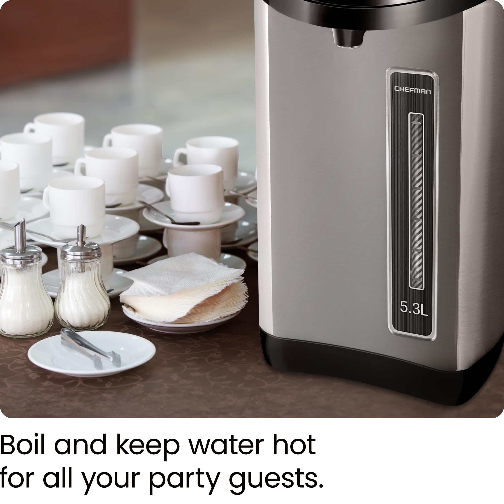 Chefman Electric Hot Water Pot Urn W/Auto & Manual Dispense Buttons, Safety Lock, Instant Heating For Coffee & Tea, Auto-Shutoff