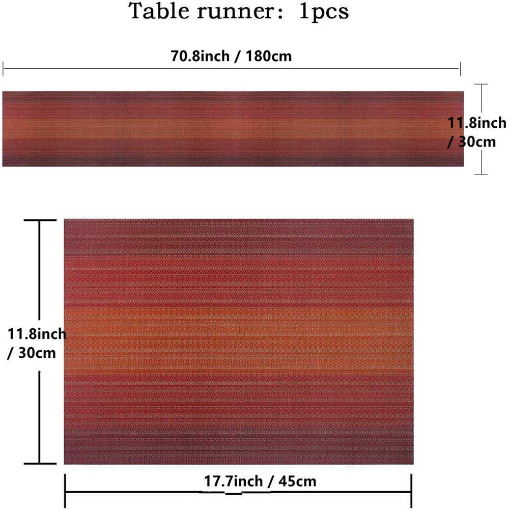 Placemats With Table Runner Set Vinyl Woven Insulation Heat Resistant Kitchen Table Mats For Family Dinner,Outdoor Or Indoor Par