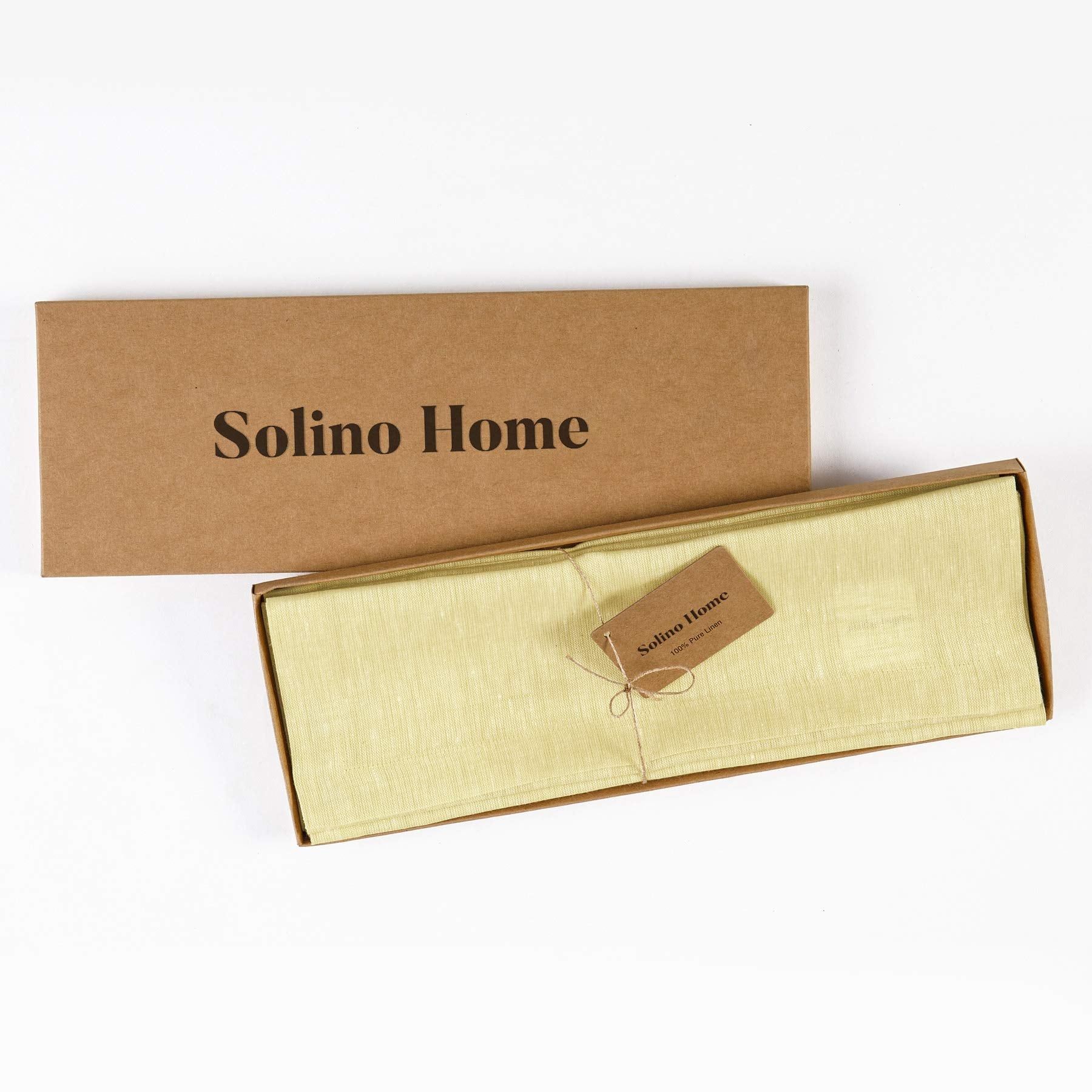 Solino Home Linen Placemats 19'' L X 14'' W Inch - 100% Pure Linen Chambray Yellow Cloth Placemats Set Of 4 - Athena, Washable F