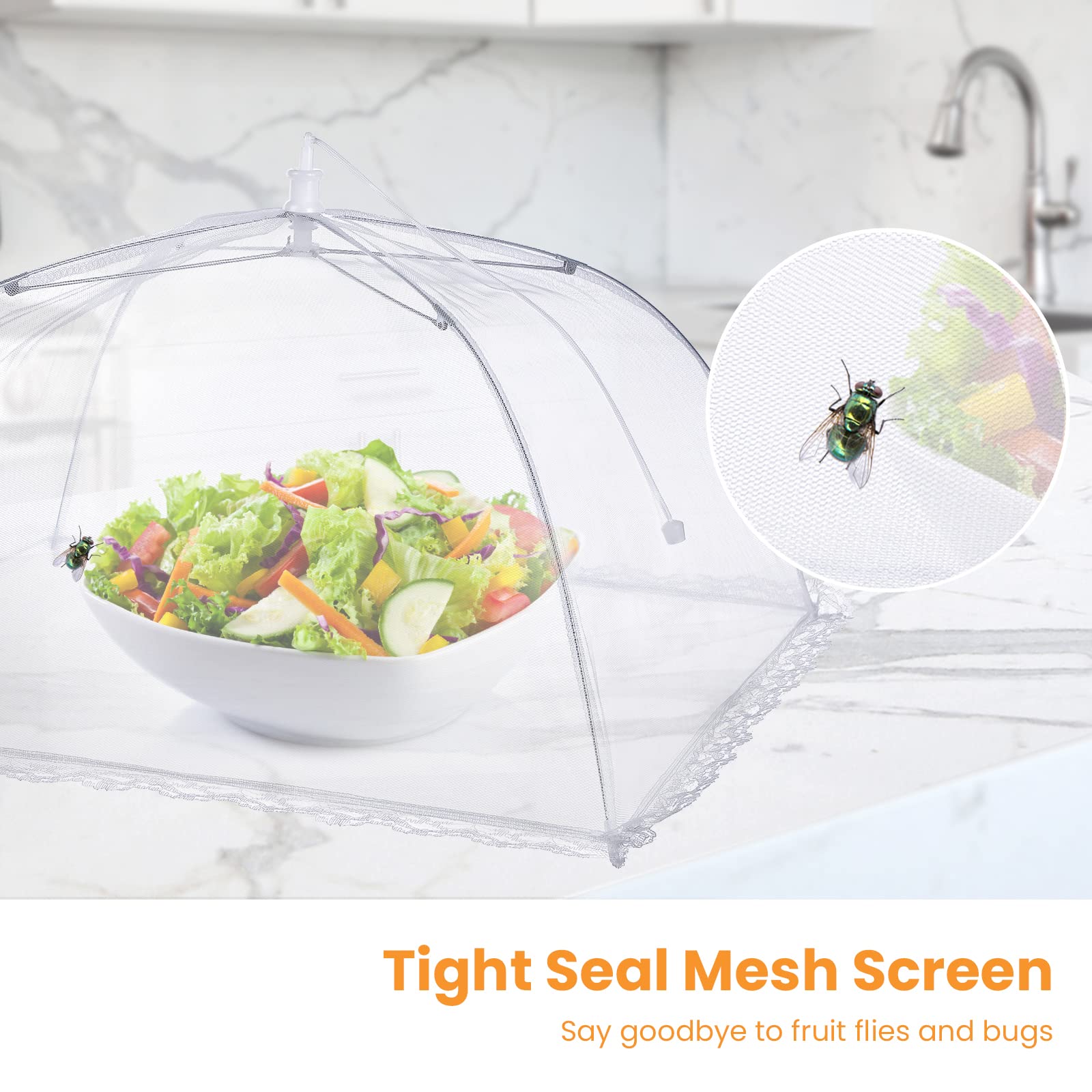 HOMKULA Food Covers for Outside - 2 Extra Large (40 x 25 in) & 6 Large (17 x 17 in) Food Tents/Food Covers for Outdoors Mesh Scr