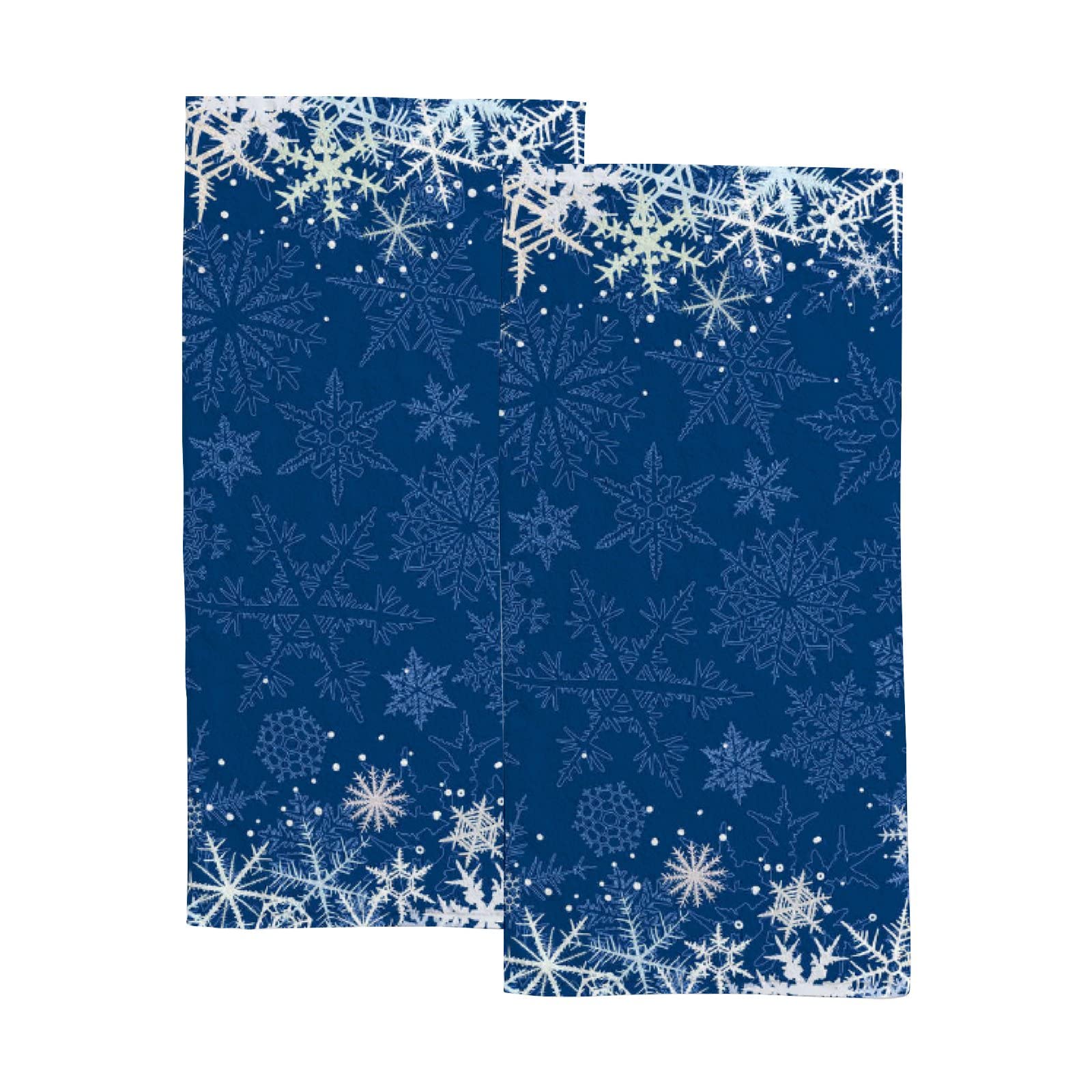 Vantaso Bathroom Hand Towels Set Of 2 Christmas Winter Dark Blue Snowflakes Soft Absorbent Kitchen Hand Towel For Bathroom Hotel