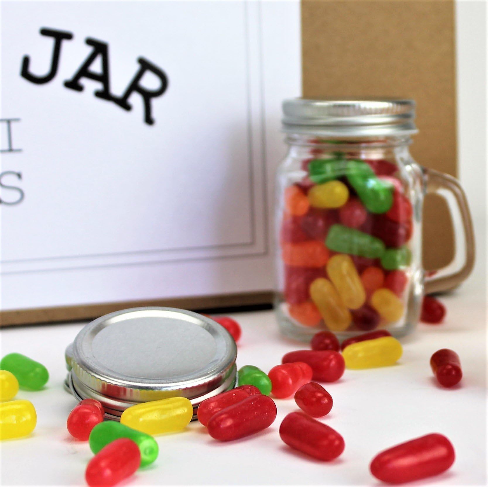 Mini Mason Jar 4 Ounce Mugs (Not Full Size) - Set Of 12 Miniature Glasses With Handles And Leak-Proof Lids - Great For Gifts, Dr