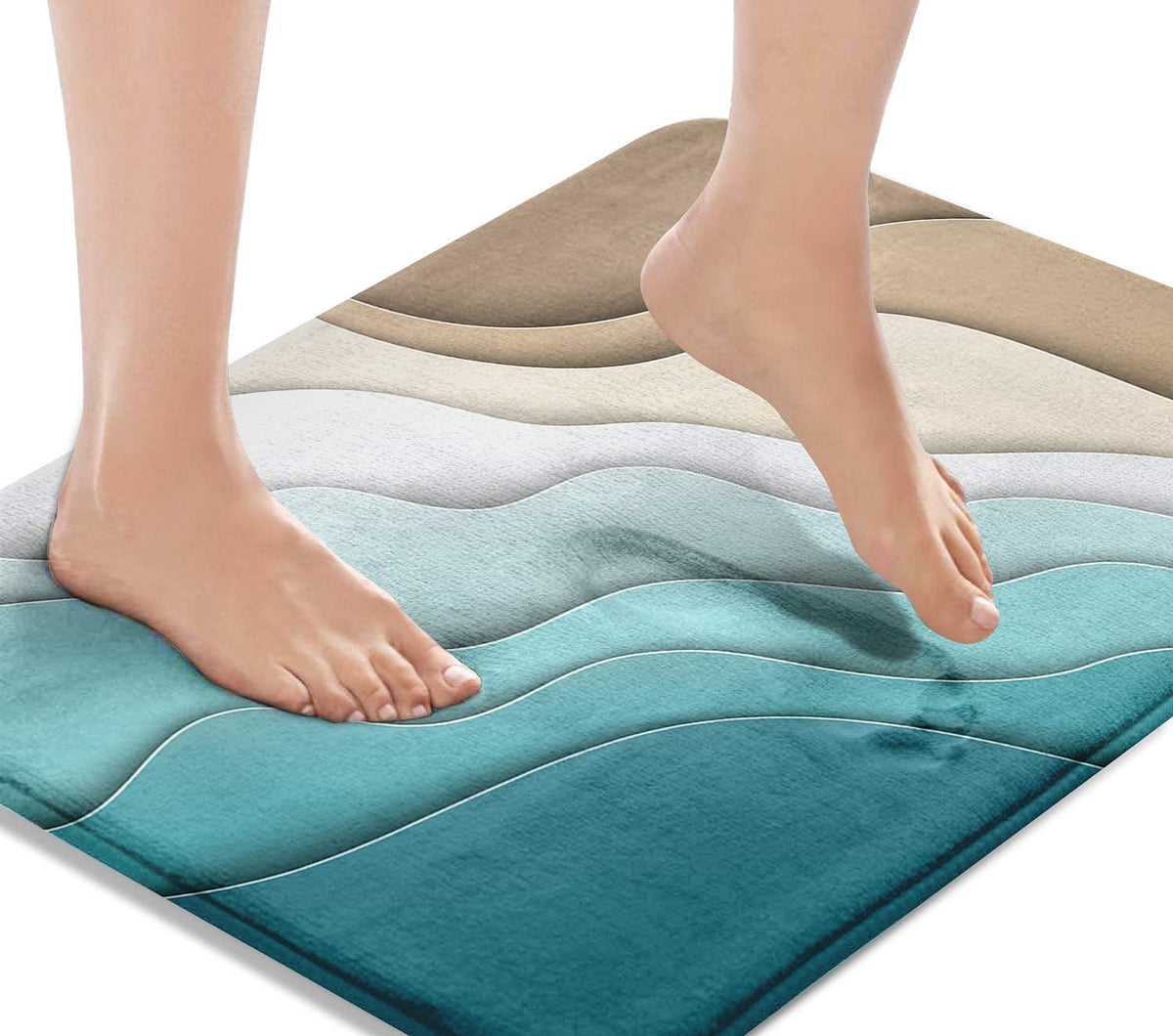 Britimes Bath Mat For Bathroom, Bathroom Mats Rugs No Silp, Abstract Beach Washable Cover Floor Rug Carpets Floor Mat Bathroom D